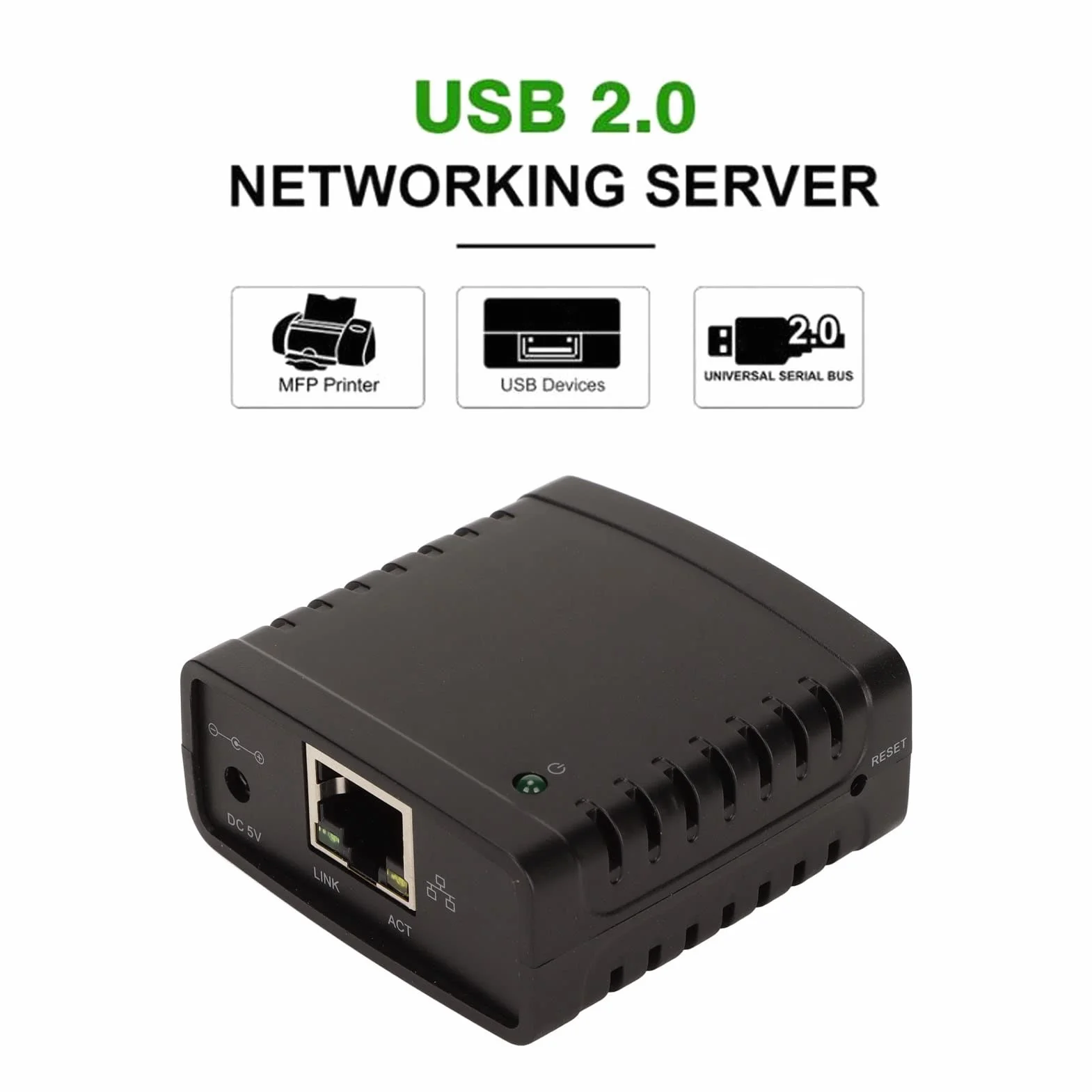 Serveur d'impression USB TCP IP LPR RJ45 10/100 Mbps partage réseau imprimante sans fil