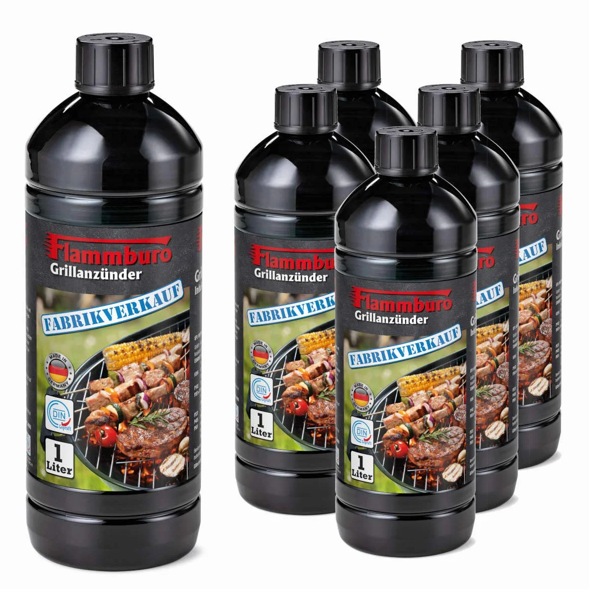 Allume-barbecue liquide 6 x 1 l – Certifié DIN – Fabriqué en Allemagne