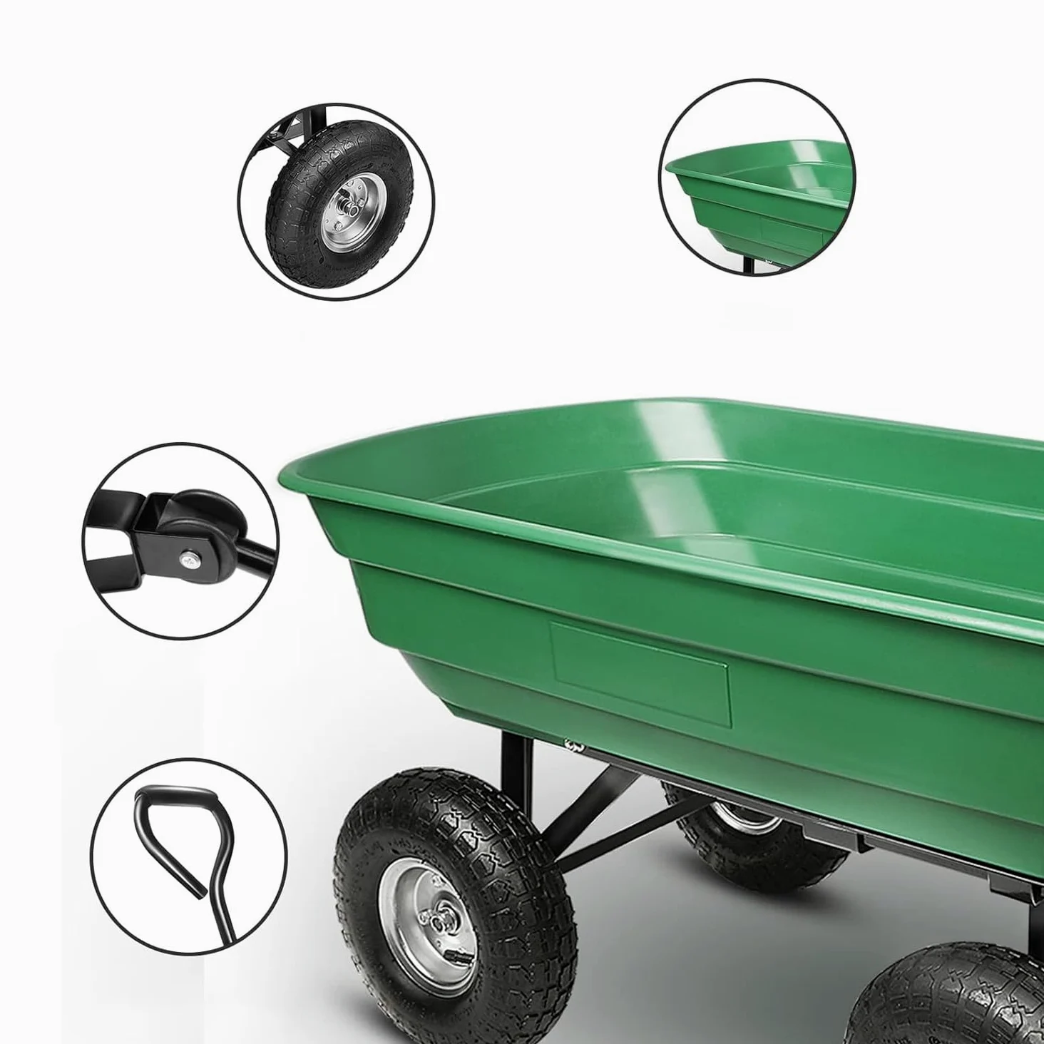 Avilia Brouette de Jardin Polyvalente 75 l avec Baignoire Rabattable et Roues pneumatiques – Solution optimale pour Le Transport du Bois, Les Plantes et Les matériaux de Jardinage en ABS Vert