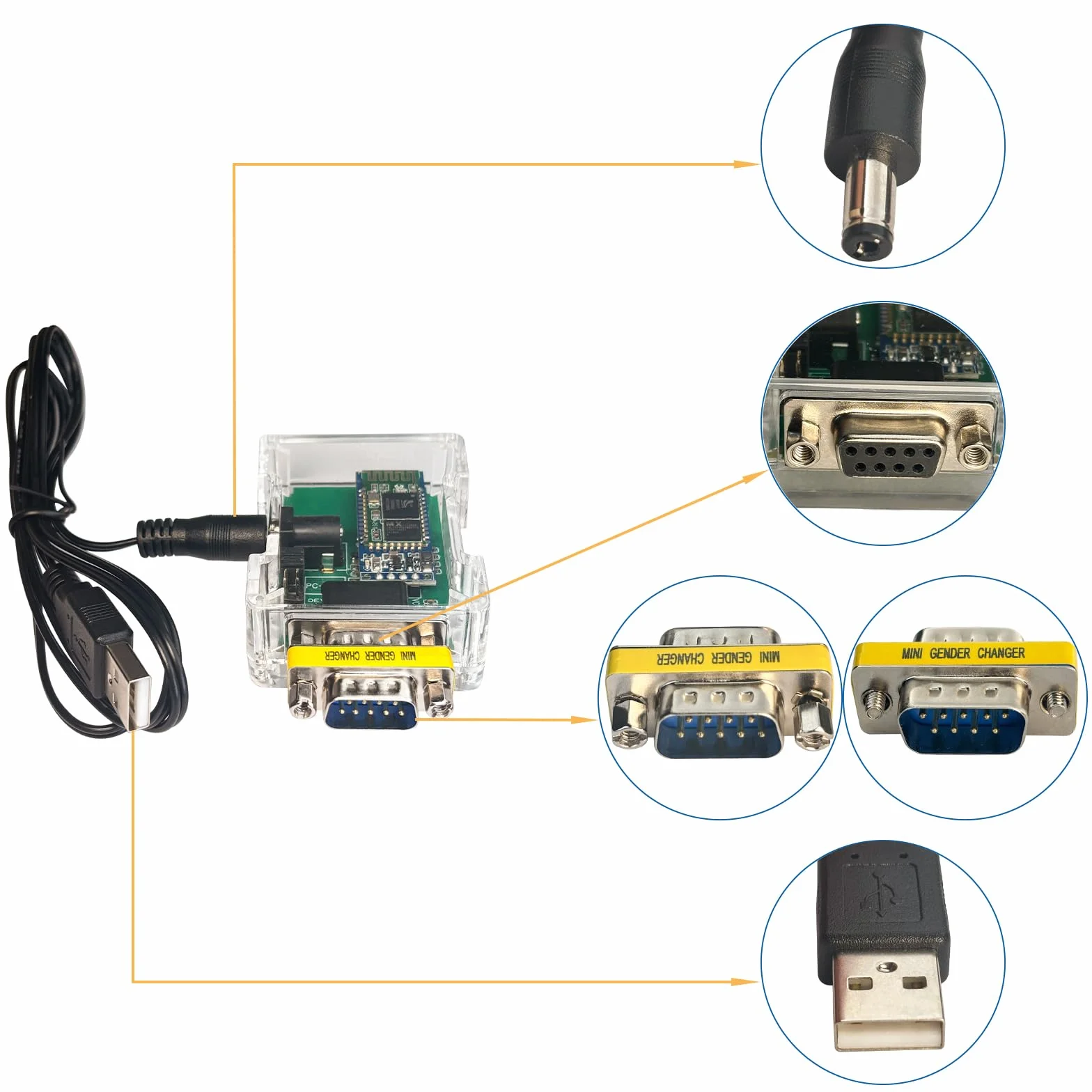 DSD TECH SH-B23A Adaptateur Bluetooth 2.0 vers série RS232 Convertisseur DB9