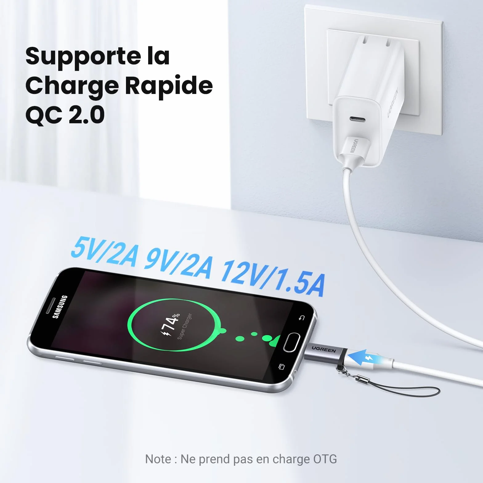 UGREEN Adaptateur Type-C vers Micro USB Mâle Lot de 2 pour Galaxy S7 Edge S6 J6 Plus J3 J5 J7 Huawei P Smart Y6 Redmi Note 6 Pro Osmo Pocket
