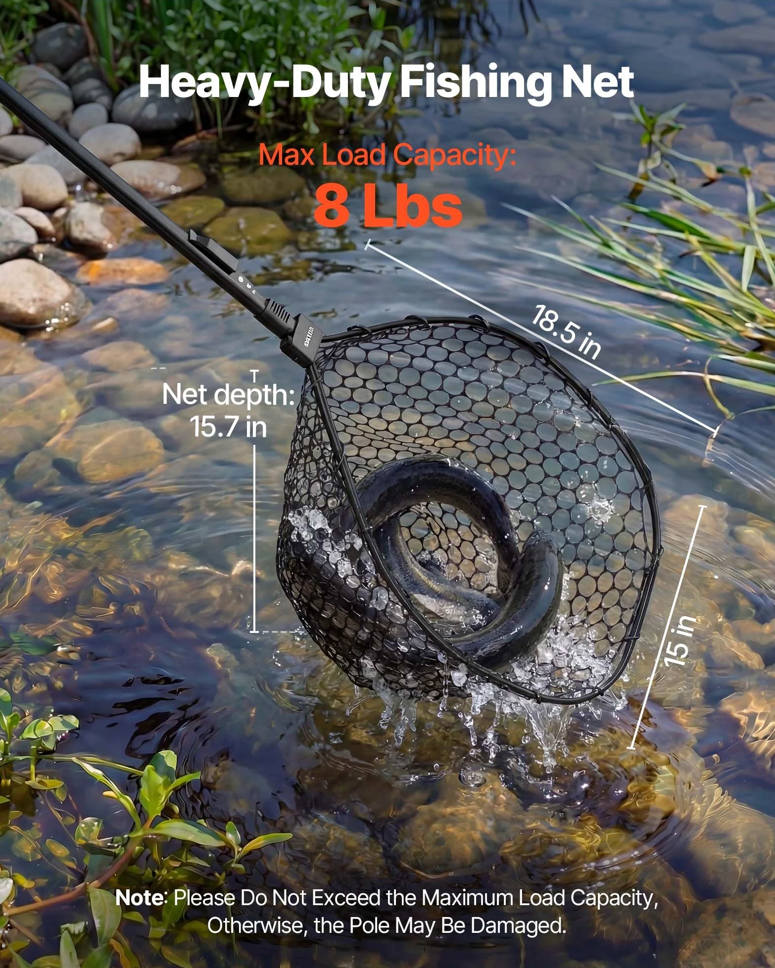 VEVOR Épuisette de Pêche Pliable, Filet de Pêche avec Manche Télescopique, pour Poisson Étang Bassin Kayak Bateau, Salabre Léger et Portable, Tige en Aluminium 6063 et Filet en Silicone Souple