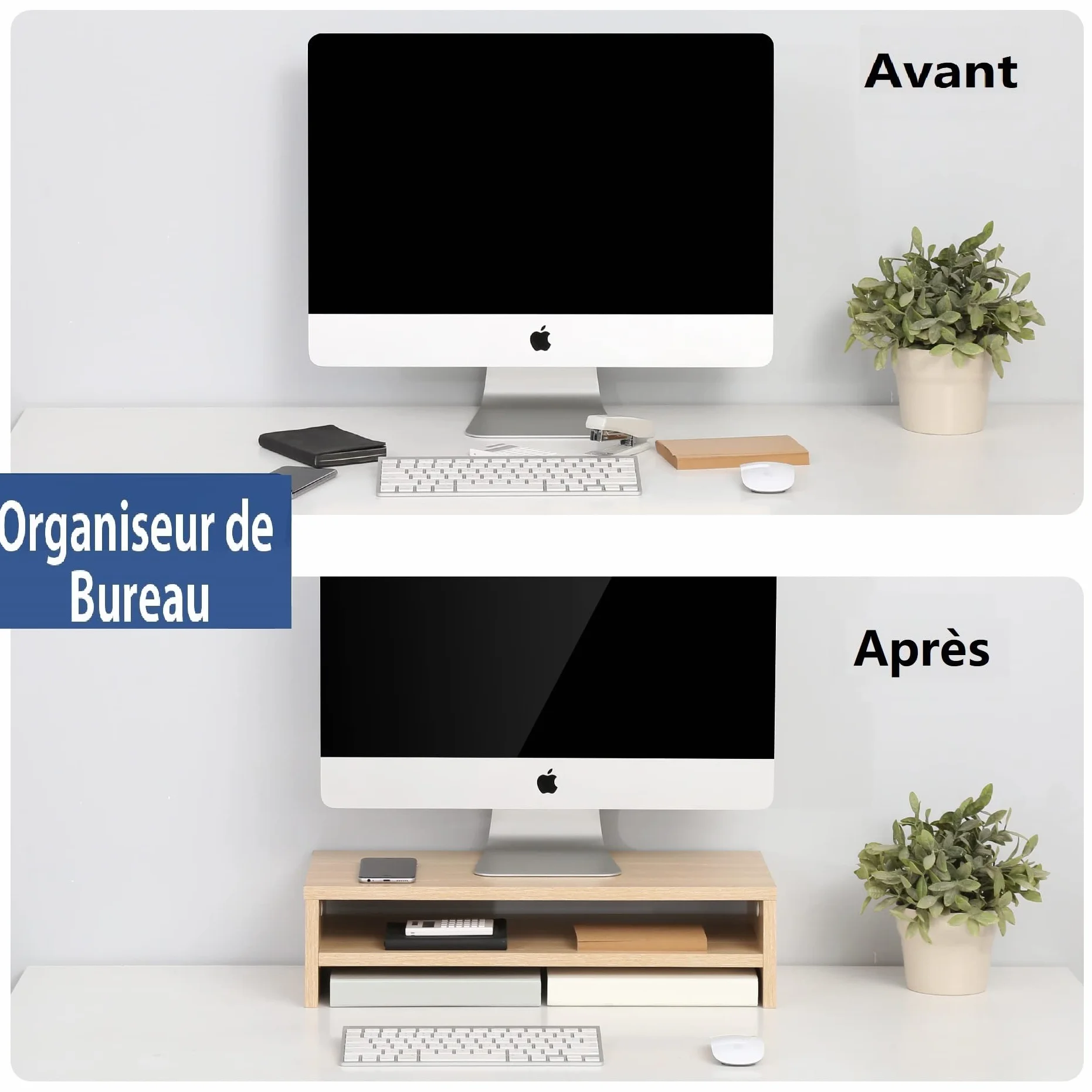 FITUEYES Réhausseur d'Écran en Bois Support d'Ordinateur 54x25,5x14cm FDT205401WO