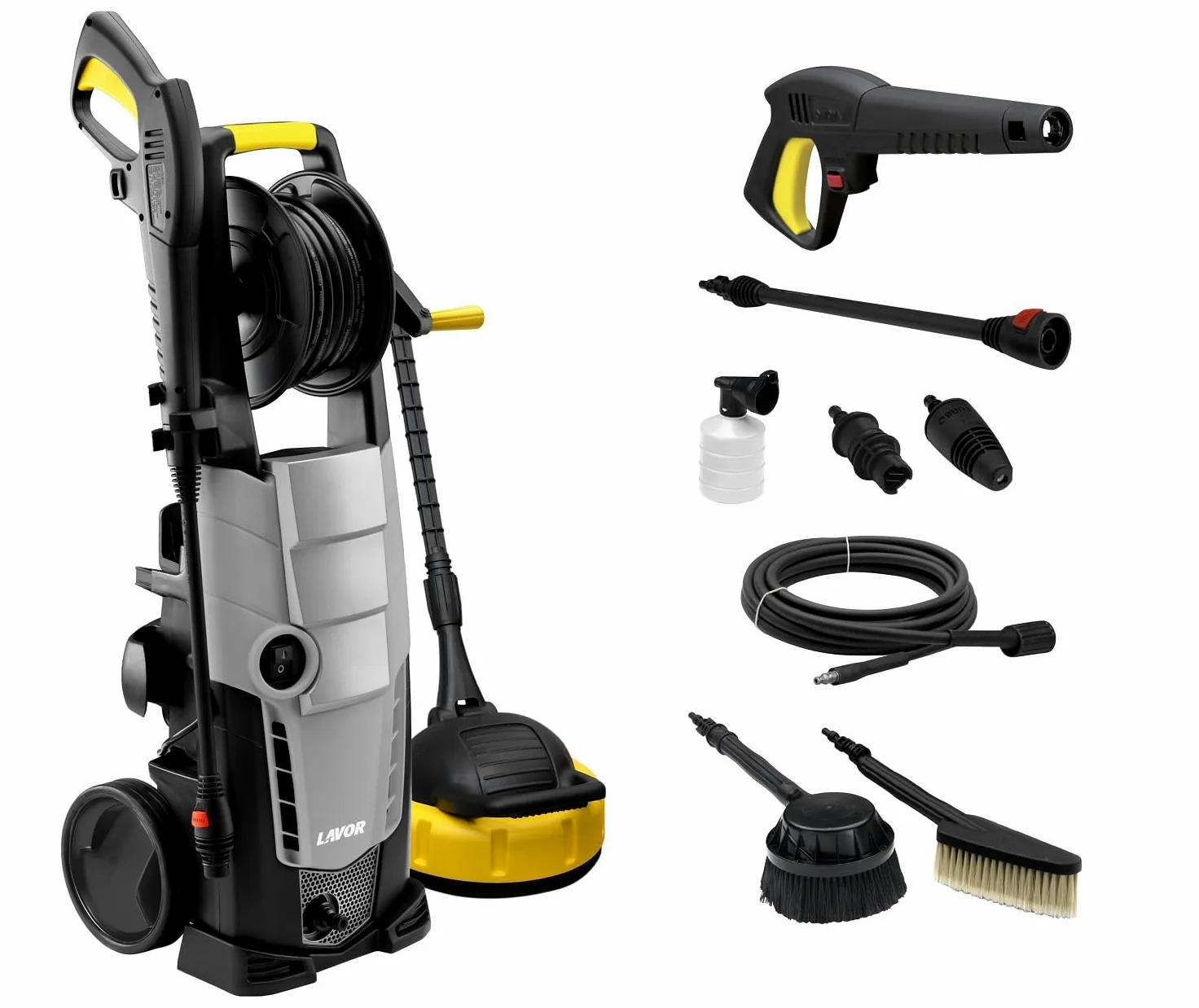 Lavor Nettoyeur Haute Pression GALAXY 160 GL avec Enrouleur, deux Brosses et Accessoire Lave Sols, Puissance 160 bar max, Débit 510 l/h max, Moteur 2500W