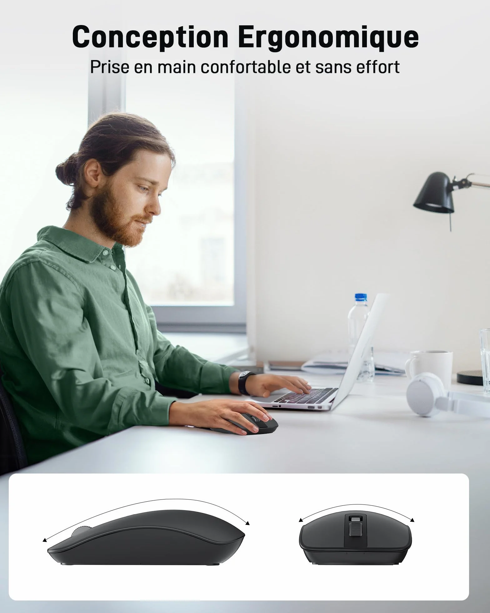 Acer Souris sans Fil 2.4GHz Optique 4 Boutons Programmables 1600 PPP Ambidextre Ergonomique USB PC