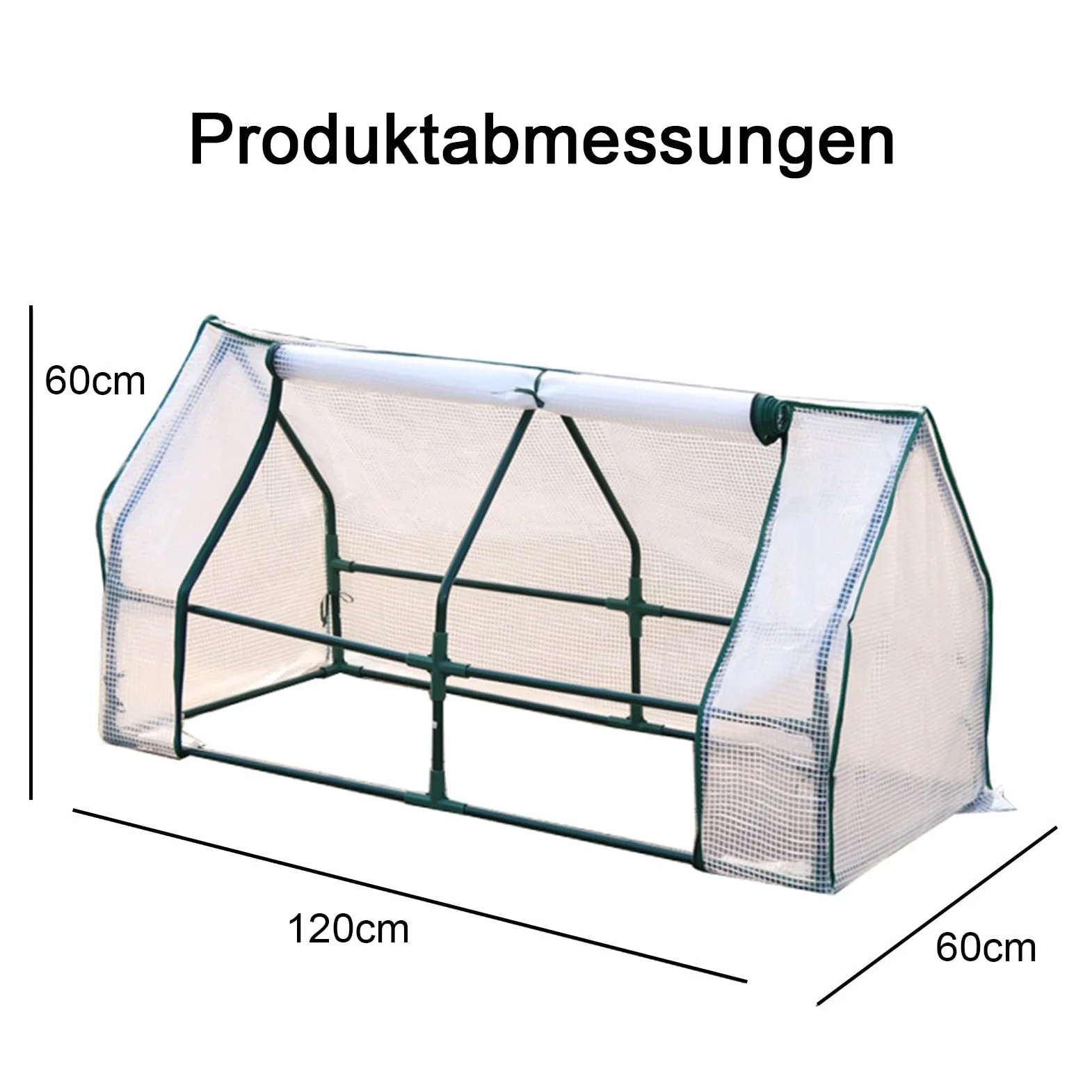 Serre avec protection isolée et imperméable pour plantes, porte roulante, cadre en métal, toit en PVC transparent, pour balcon, 120 x 60 x 60 cm