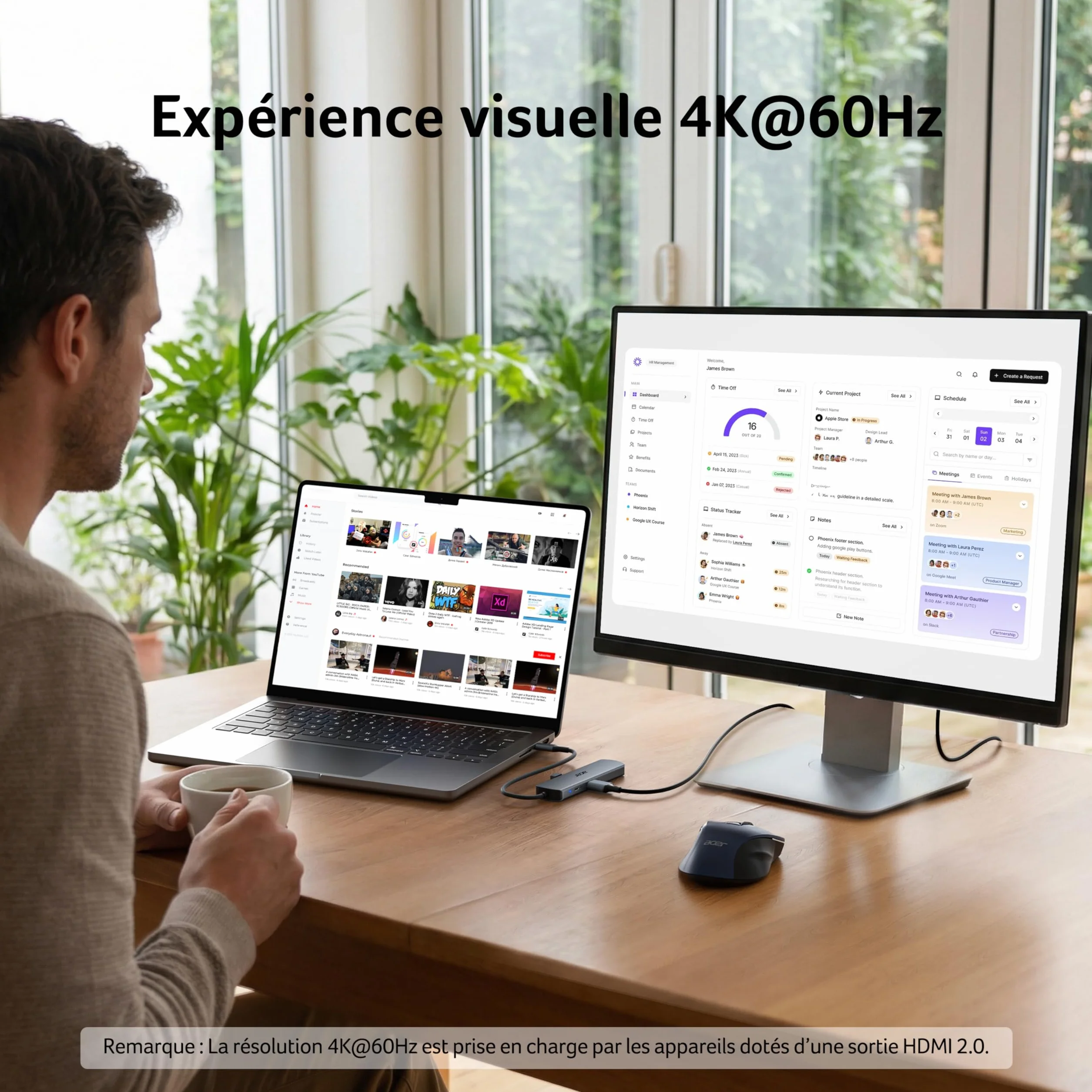 Acer Station d'accueil USB C 6 en 1 avec Ethernet 1Gbps, HDMI 4K@60 Hz, USB-C 100W PD, USB-A 3.0