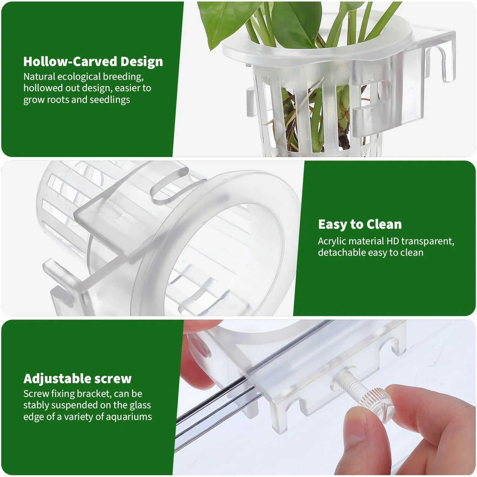 SUPVOX Lot de 4 supports de plantes à suspendre pour aquarium avec ventouses – Paniers de plantes pour aquarium et décoration d'aquarium