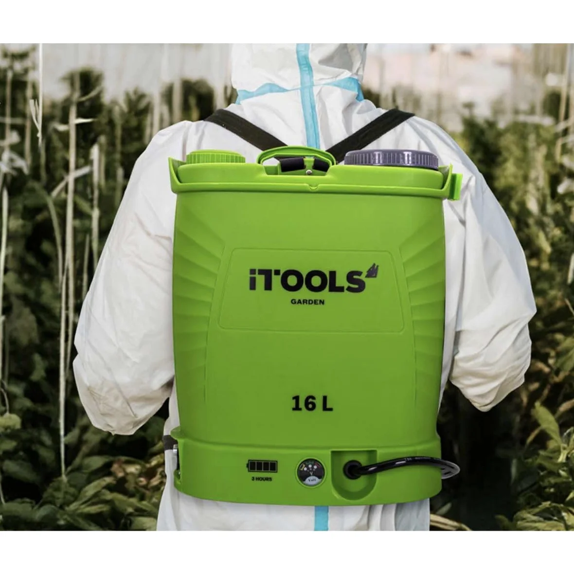 Pulvérisateur de Jardin Electrique à Batterie 16L 8Ah Pression 6 Bar Lance Télescopique en INOX + Accessoires de Pulvérisation