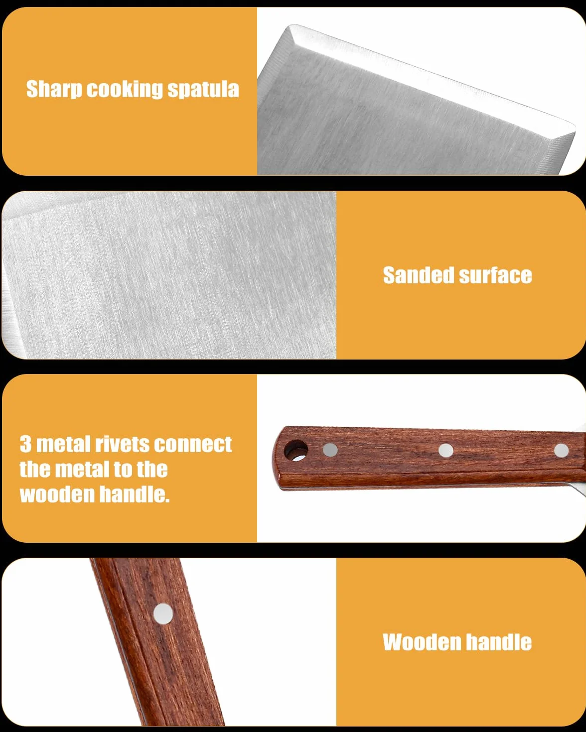 Set de Spatules Barbecue Acier Inoxydable avec Retourneur Grillades et Écraseur Burgers