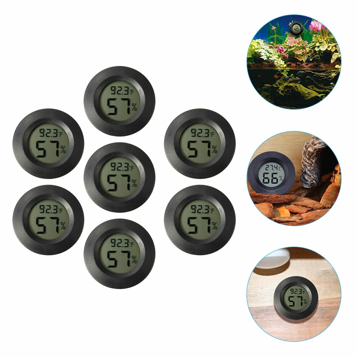 BESPORTBLE 3 Ensembles -hygromètre Rond Thermomètre De Piscine Stations Météo Thermomètre Digital Thermometre Digital Thermomètre Numérique Pour Aquarium De Reptiles Black 7 Pièces * 3