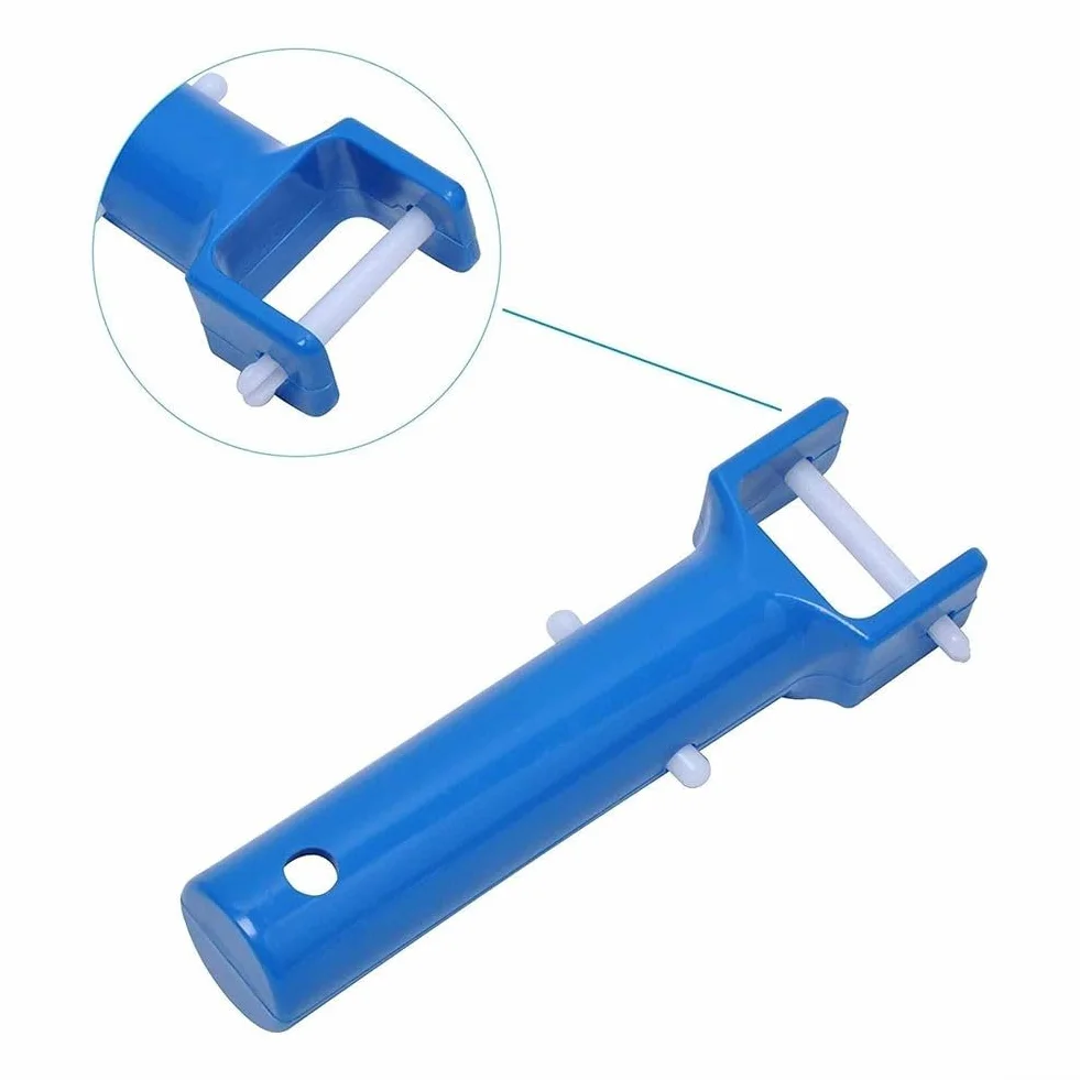 Kit de remplacement poignée aspirateur piscine clip papillon longue broche fixation sûre bâtons télescopiques plastique bleu 2 poignées 4 clips en V