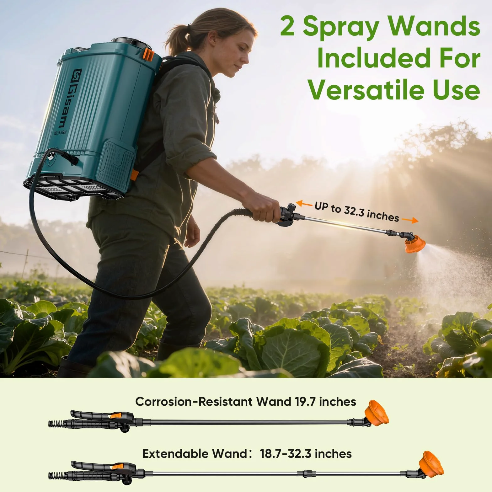 20L Pulverisateur Electrique, Pulvérisateur de Jardin 120 PSI avec 2 * 2.0Ah, 5 Buses, Perche Télescopique pour L'arrosage, La pulvérisation de Pesticides et Le Nettoyage D'appareils (Bleu-1)