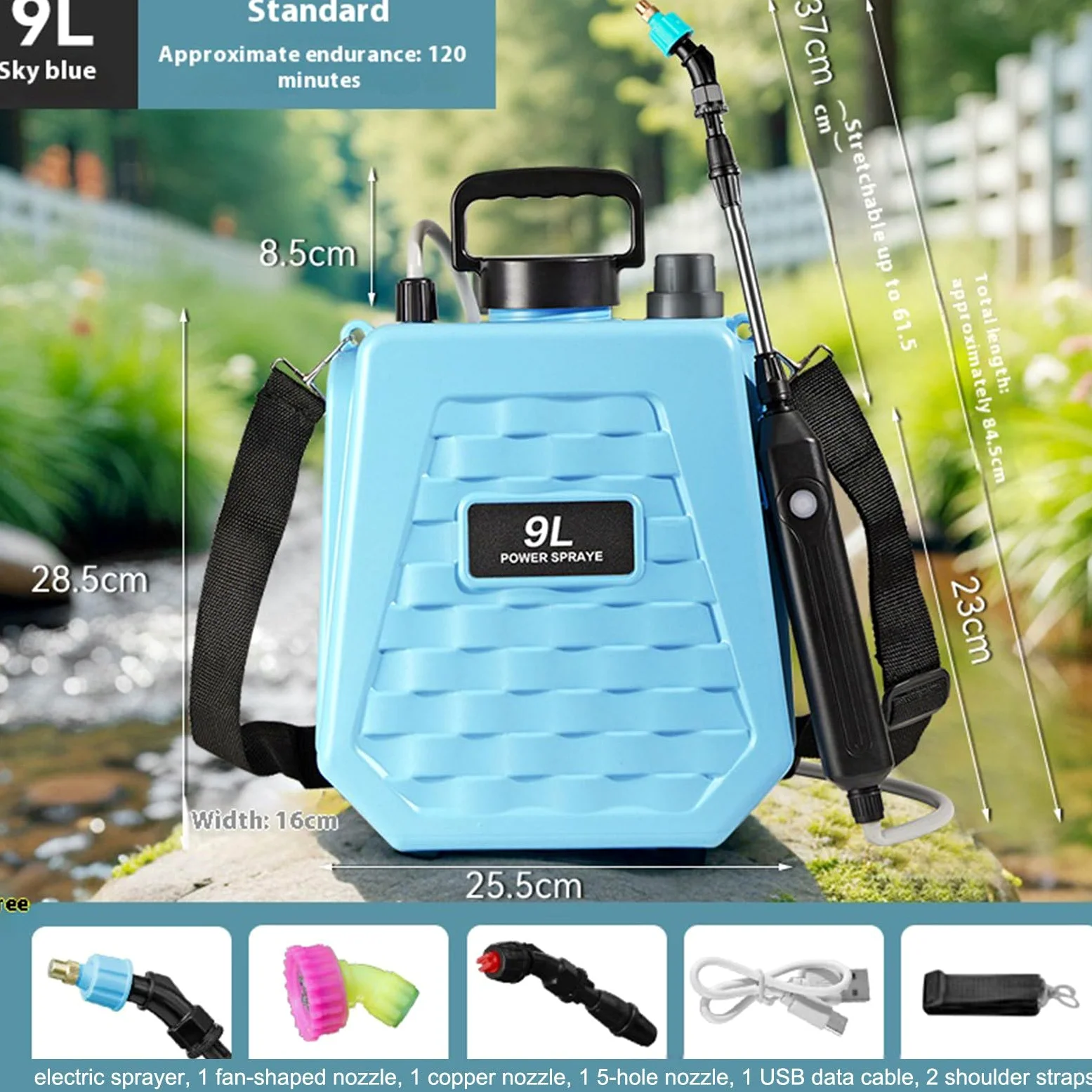 Pulvérisateur De Jardin Alimenté par Batterie À Dos Rechargeable | Pulvérisateur À Batterie Avec Sangle D'Épaule Réglable Pour Maison Extérieur Agriculture Jardin Cour Pelouse et Ferme