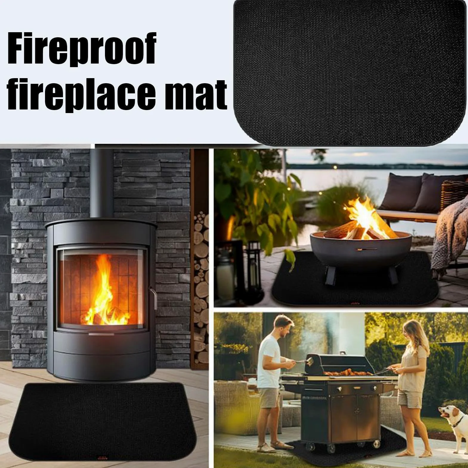Tapis Ignifuge pour Cheminées Protecteur Résistant à la Chaleur | Paillasson pour Poêle à Granules et Foyer pour Cuisine Feu de Camp Maison Appartement Camping Barbecue Combustion du