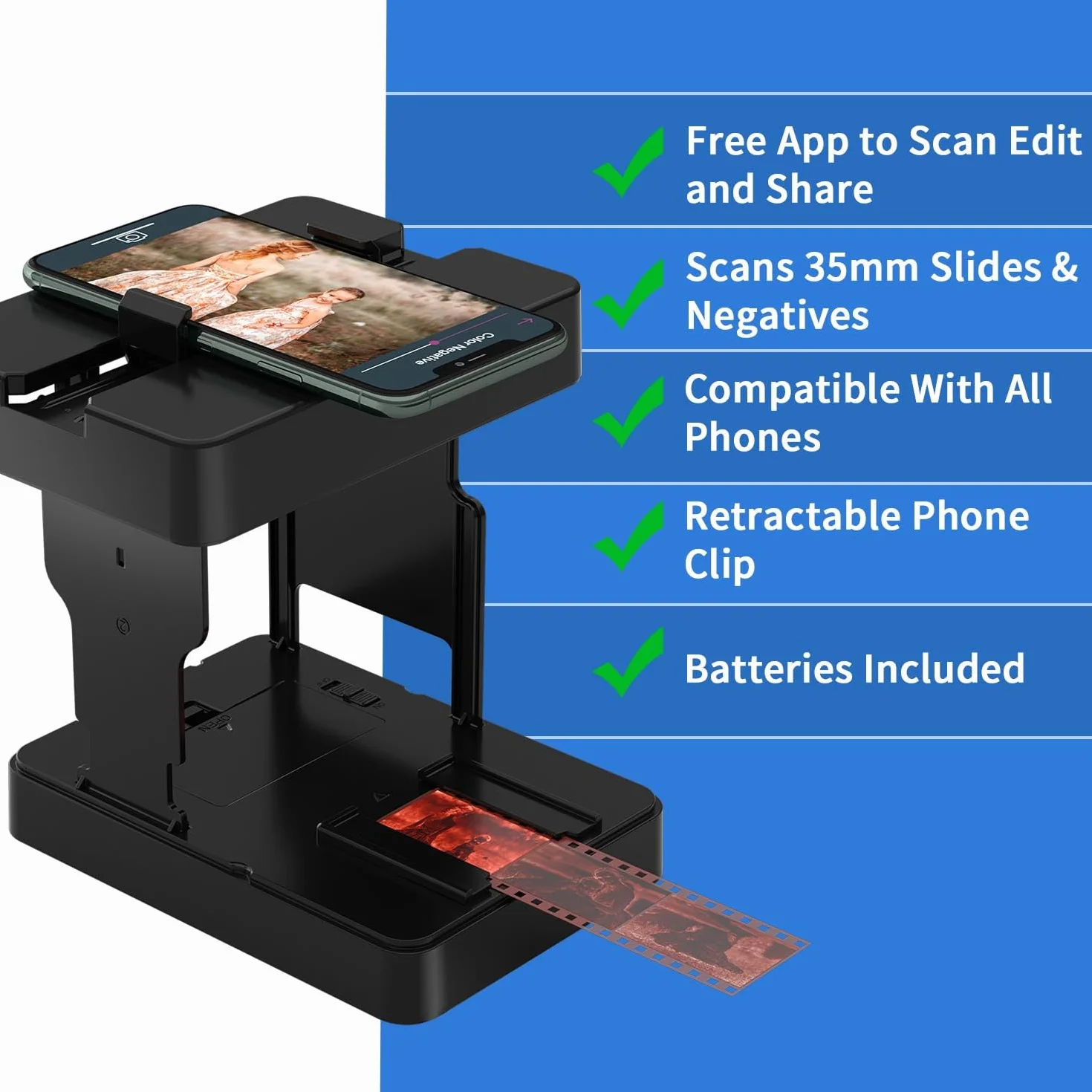 Scanner de Films 35 mm, Scanner de Diapositives pour Smartphone
