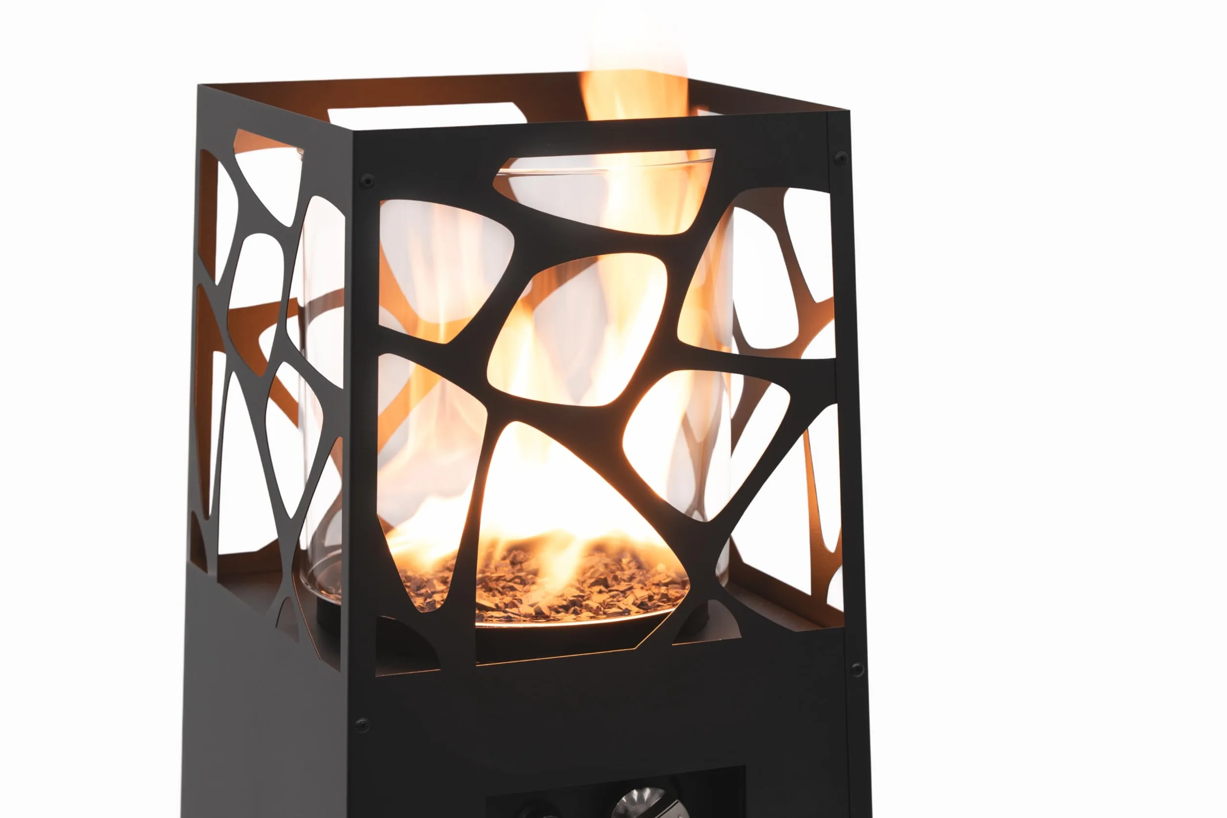 Planika Pyramid Chauffe-terrasse au Gaz Moderne Cheminée Extérieur Jardin Noir