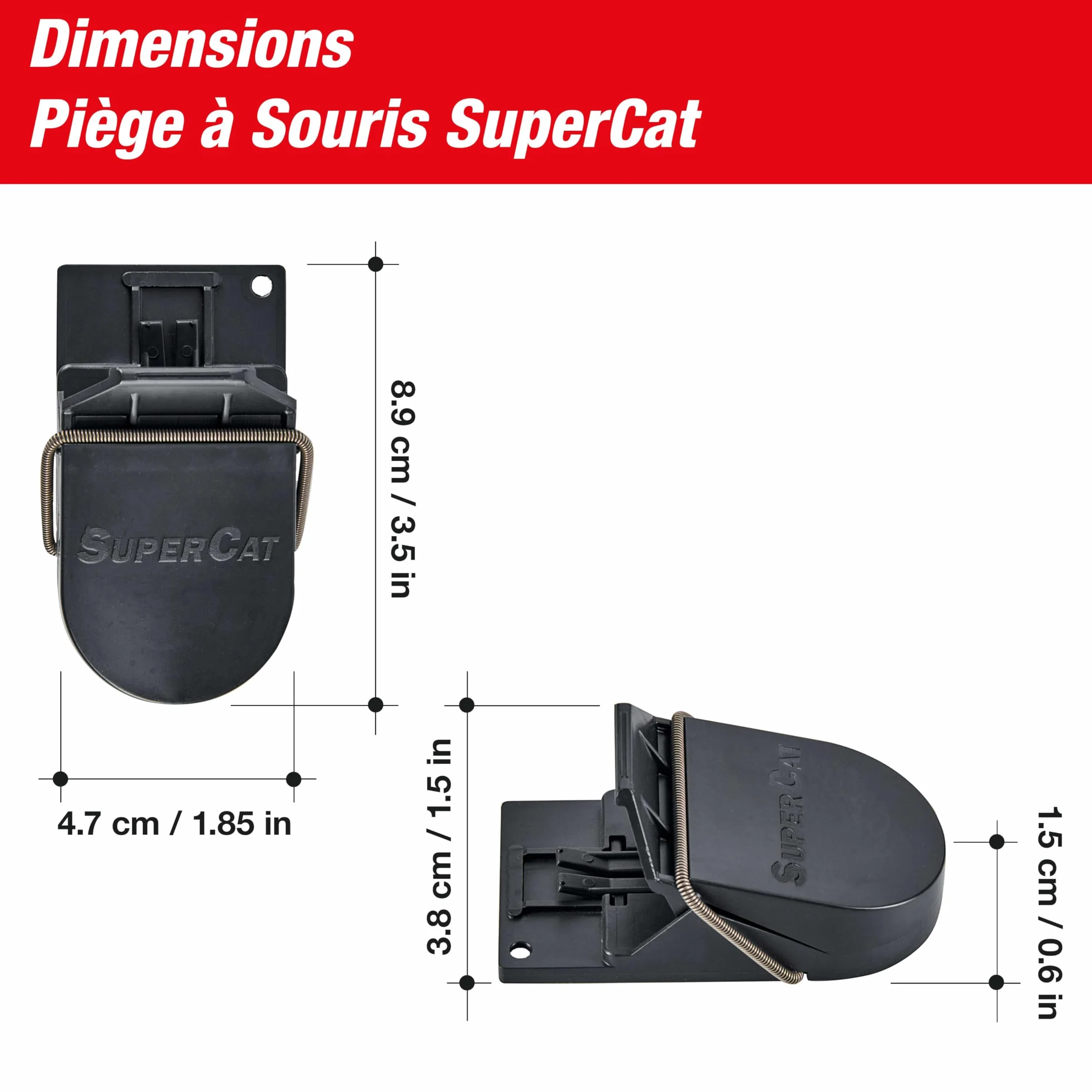 SWISSINNO Pułapka na myszy SuperCat - Skuteczna pułapka wielokrotnego użytku z przynętą masło orzechowe - Szybki chwyt - Wewnątrz i na zewnątrz - 4 sztuki