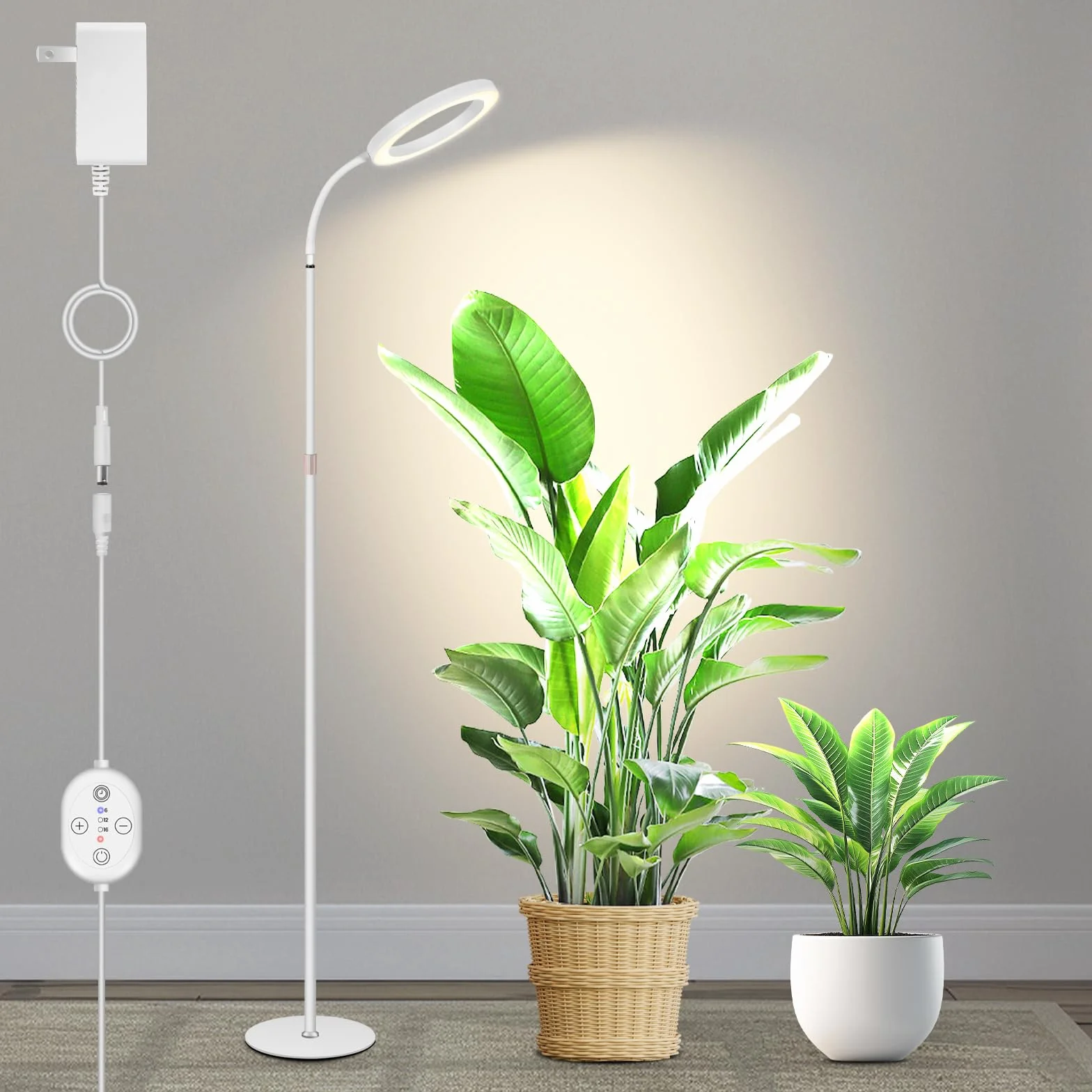 Lampe horticole LED LUMILEDS 24V 20W spectre complet 660 nm, hauteur réglable 56-178 cm, minuterie & gradation