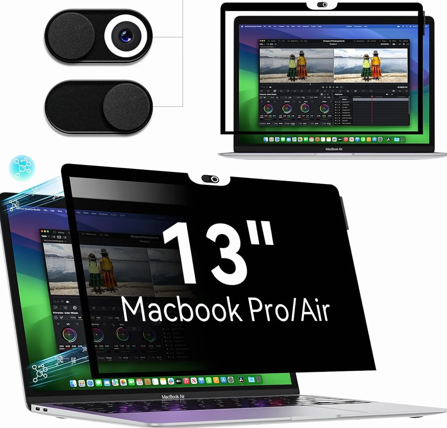 Filtre de Confidentialité MacBook Air 13" 2018-2021 M1 MacBook Pro 13 Pouces 2016-2022 M1 M2 Anti Espion Lumière Bleue