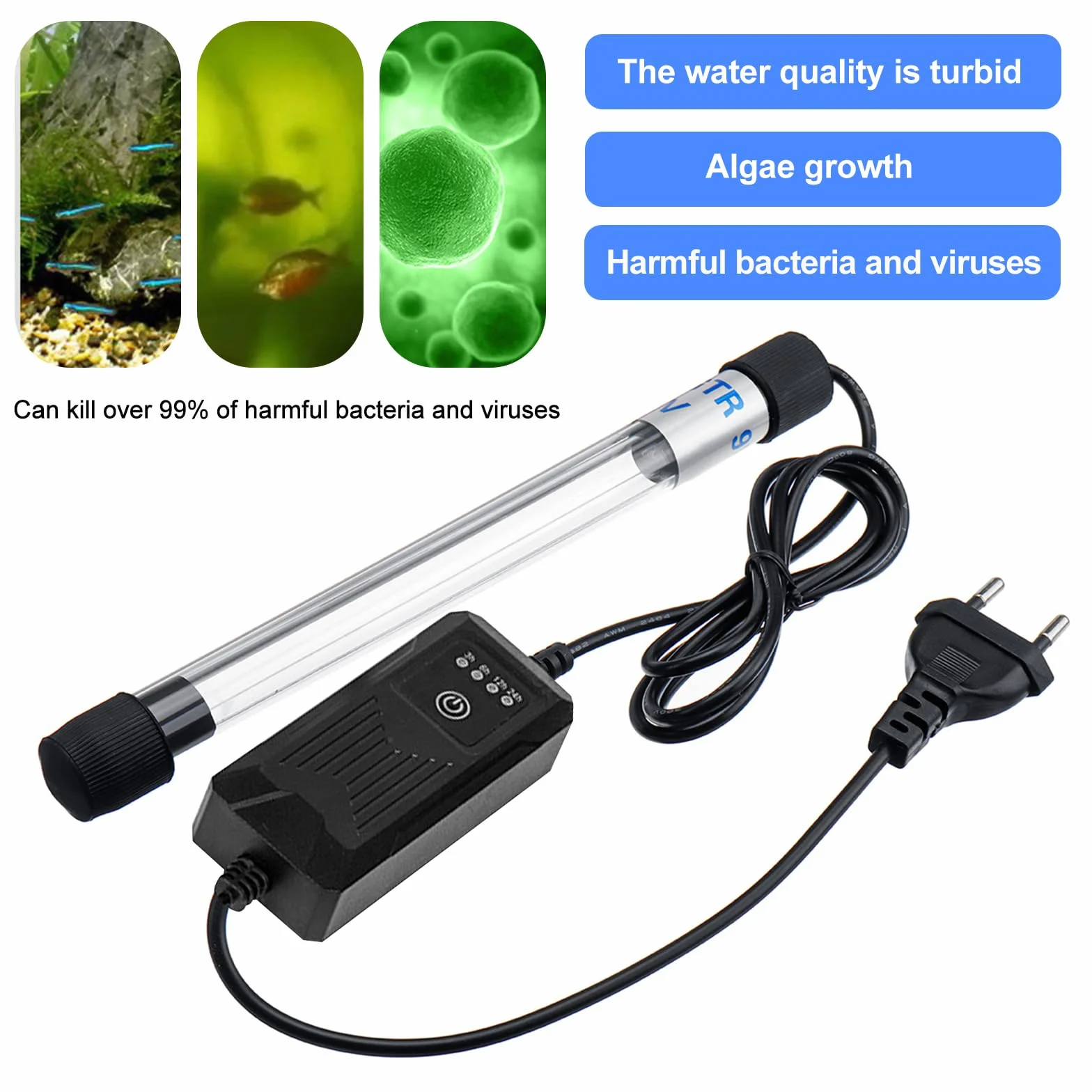 Lampe stérilisateur UV aquarium 13W avec minuteur étanche