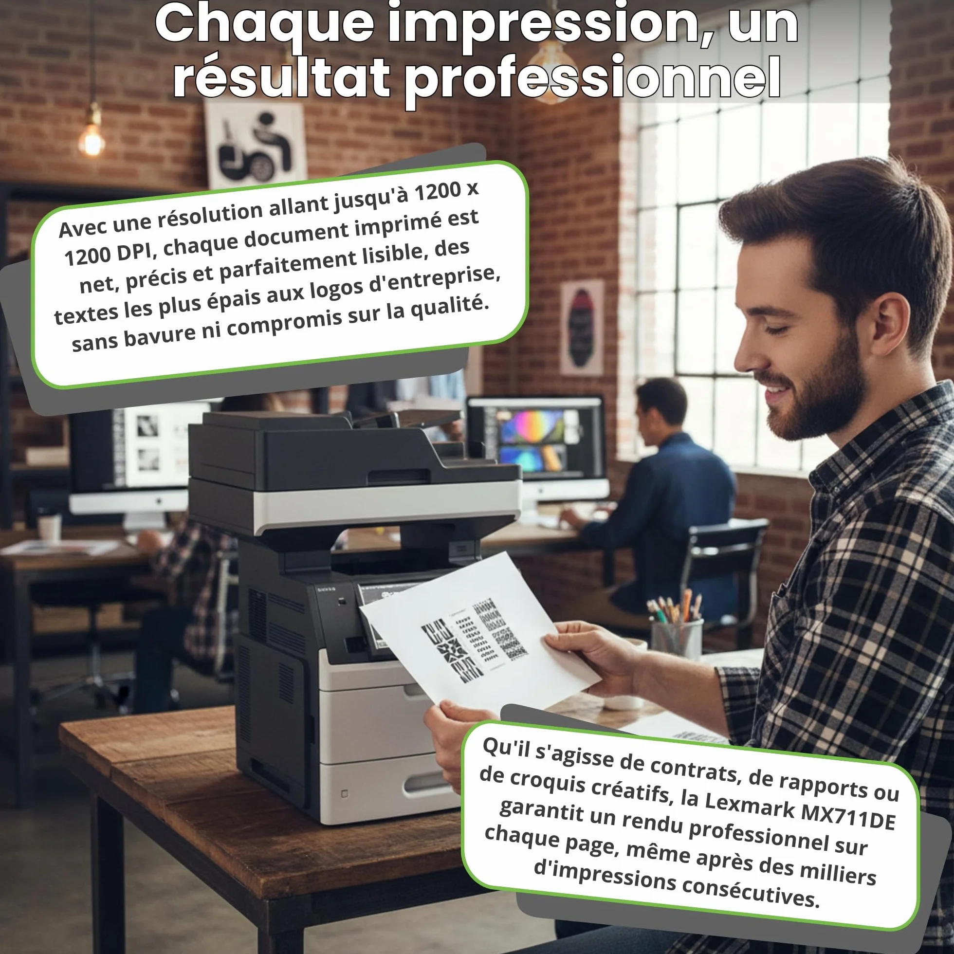 Lexmark MX711de Imprimante Multifonction Laser Monochrome A4 Noir et Blanc 70 ppm Recto Verso Fax Ethernet