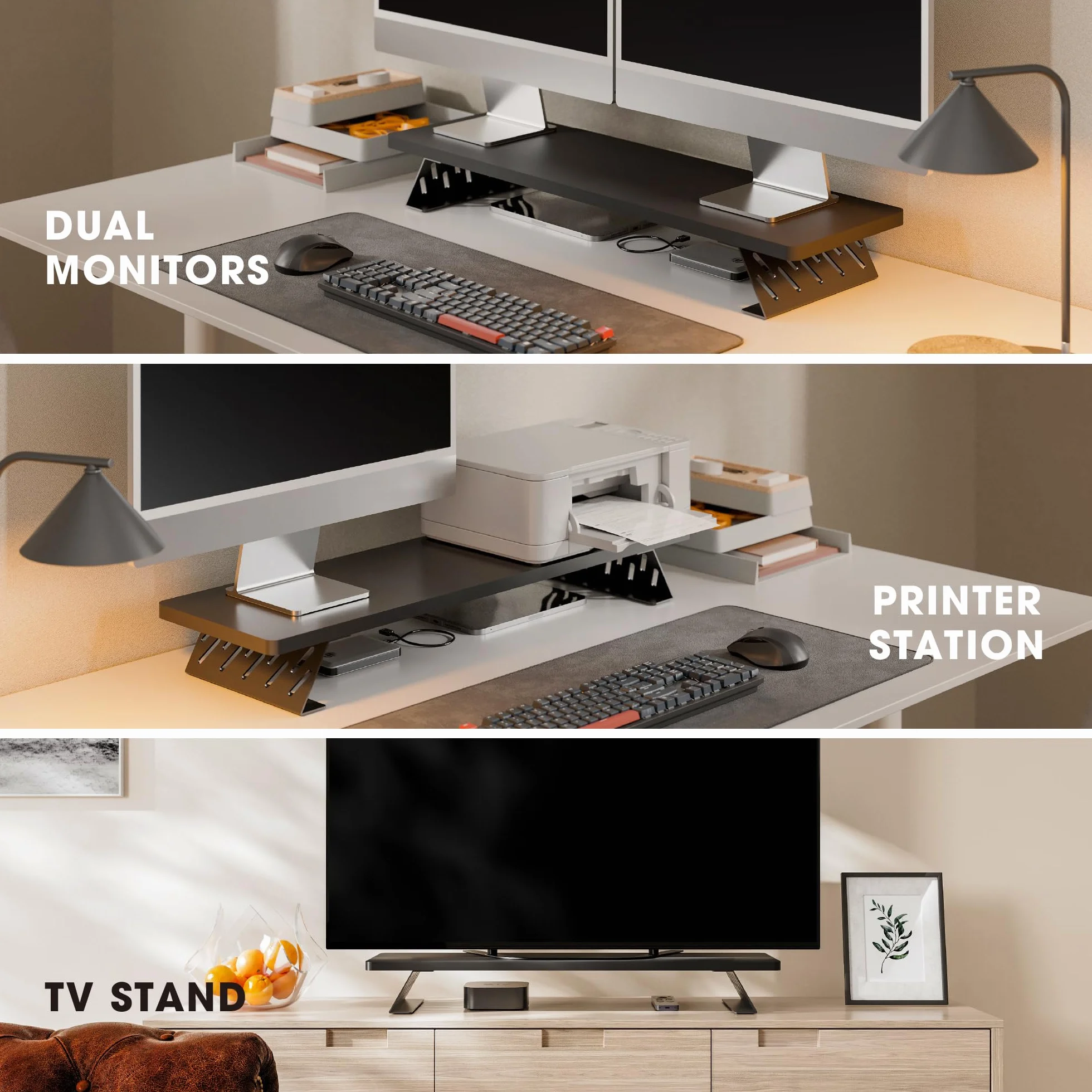 Fenge Réhausseur d'Écran d'Ordinateur, Support de Moniteur Portable, 80×23,5×10cm, Charge 25KG, Noir