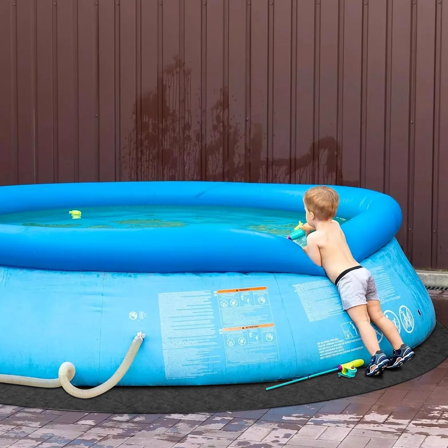 Tapis de piscine rond, tapis antidérapant Ø 500 cm, tapis de protection de sol pliable, tapis de sol pour piscine, jacuzzi, piscine extérieure (diamètre 500 cm)