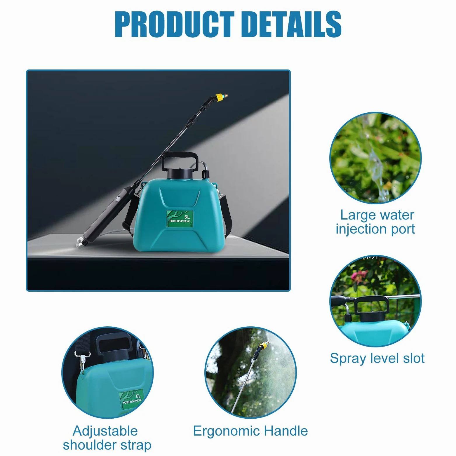 Pulvérisateur électrique pour plantes Pulvérisateur d'épaule à pression 5 l Fumigateur Sac à dos Batterie rechargeable portable pour jardin