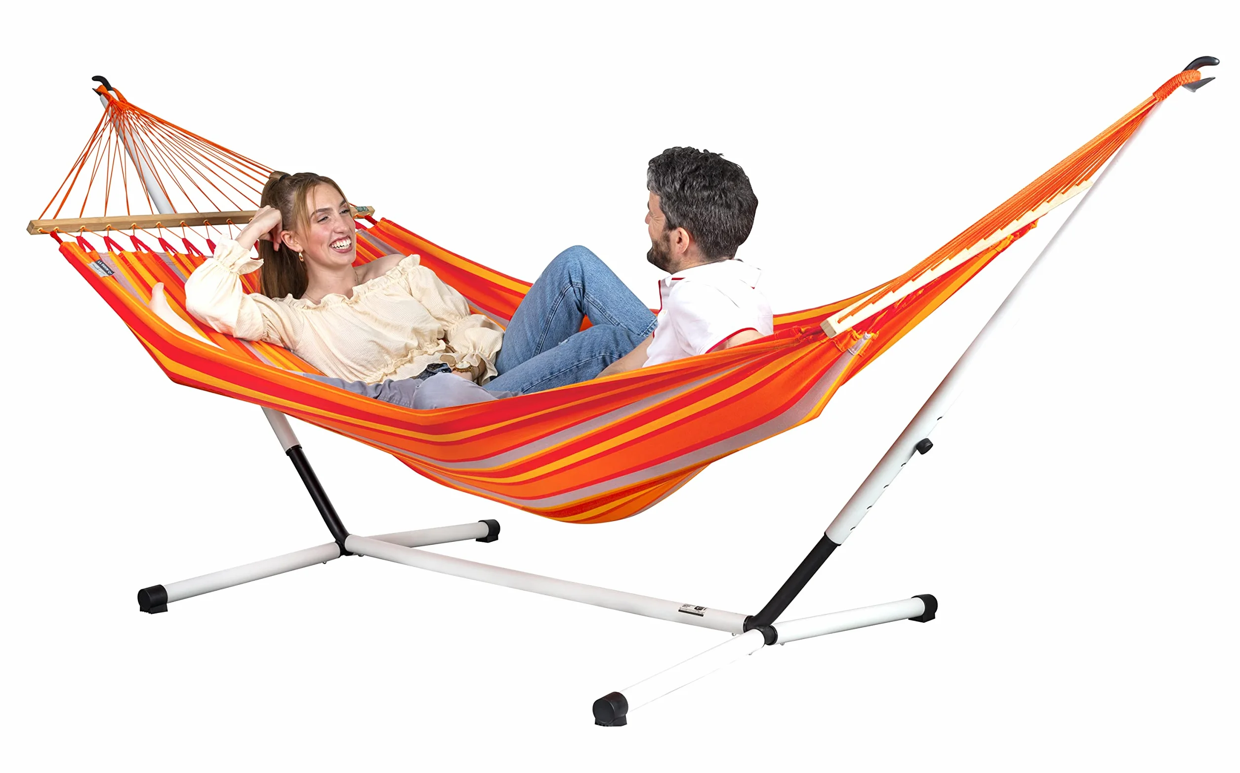 LA Siesta Nautico Cool Grey Powder Coated Steel Stand Double Hammocks
