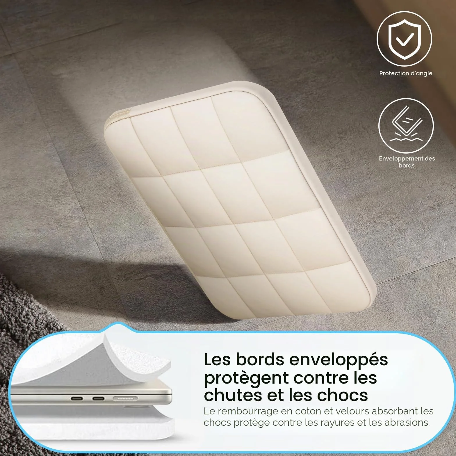 FINTIE Coque Housse MacBook Air 13.6 Pouces M5 M4 M3 M2 2026 2025 2024 2022 Beige