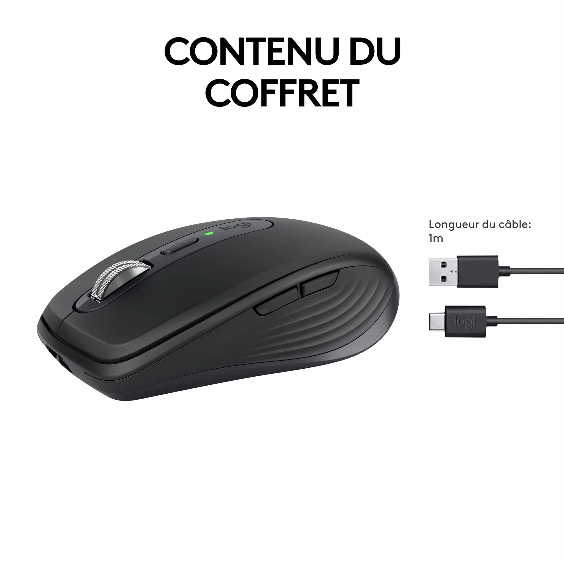 Logitech MX Anywhere 3S Souris Sans Fil Silencieuse, 8K DPI, USB-C, Bluetooth, Graphite