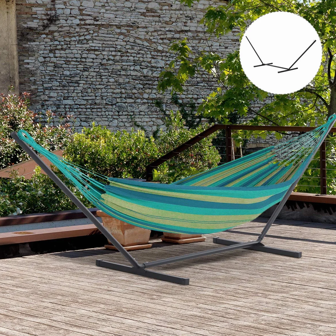 Outsunny Support Pied de hamac Structure Robuste métal époxy Noir 3,60L x 0,92l x 1,12H m