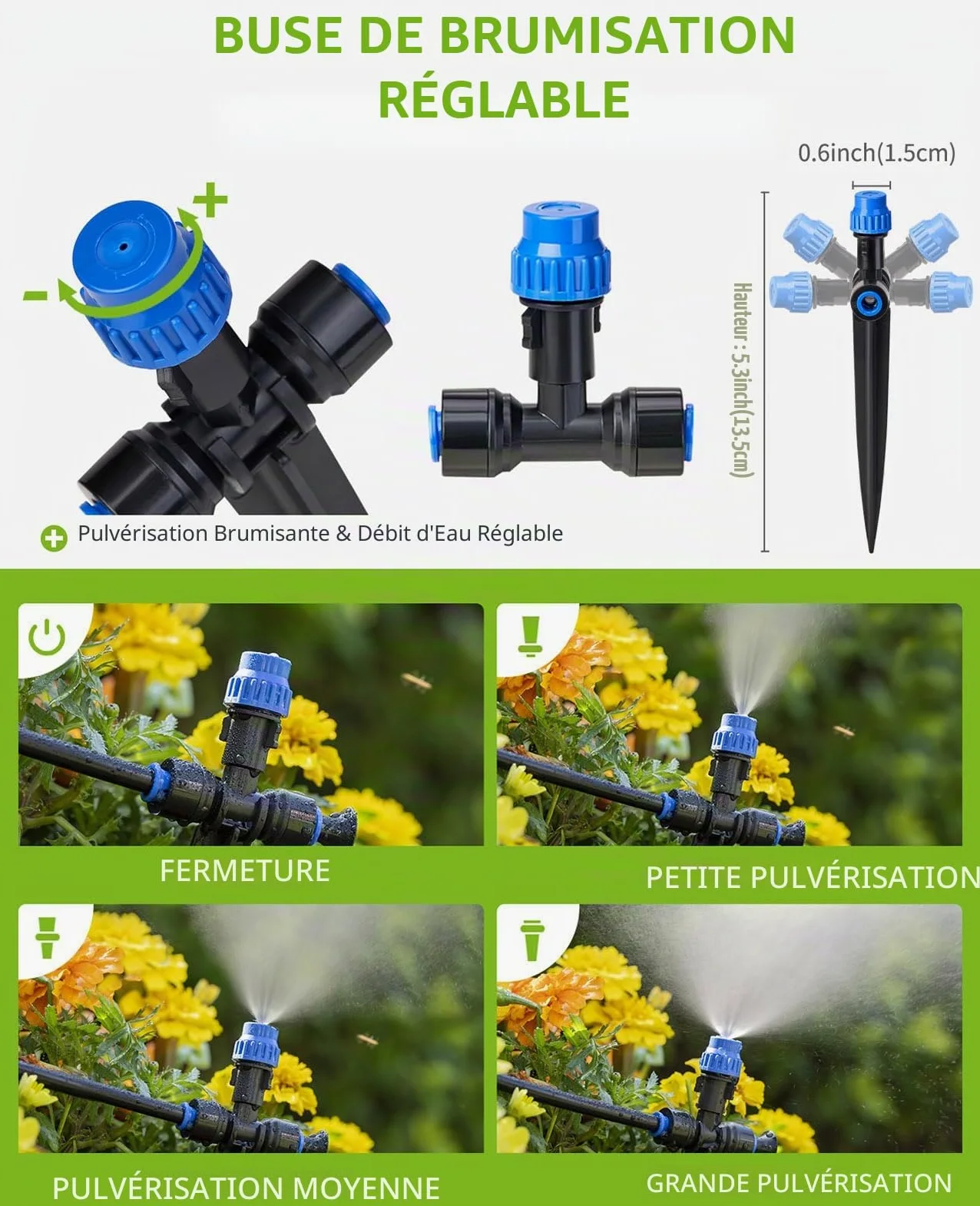 HIRALIY Kit d'irrigation goutte à goutte pour serre de 15,7 m avec minuterie de jardin, système d'arrosage pour plantes suspendues, avec tubes, buses de brumisation et minuterie d'eau, système