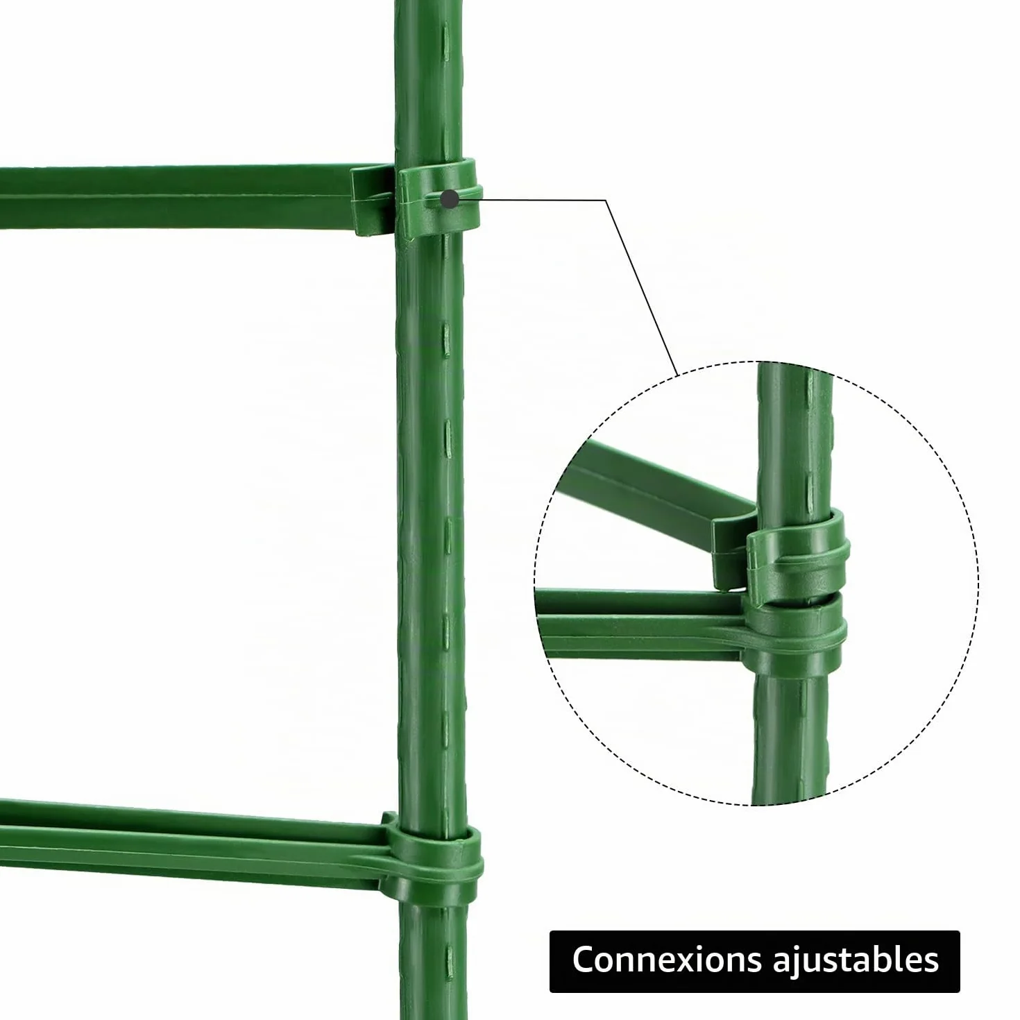 QWORK® 6 Pièces Tuteur Tomate, Support de Plantes, Piquet Tomate, Aides à Grimper 120 cm, pour Tomates, Fleurs, Concombres