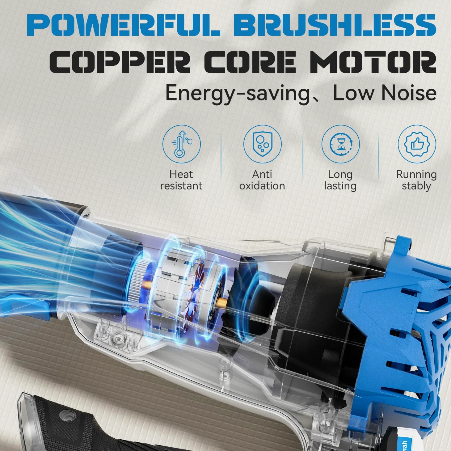 Souffleur Brushless CUSBON, Souffleur avec batterie 2 x 2,0 Ah et chargeur