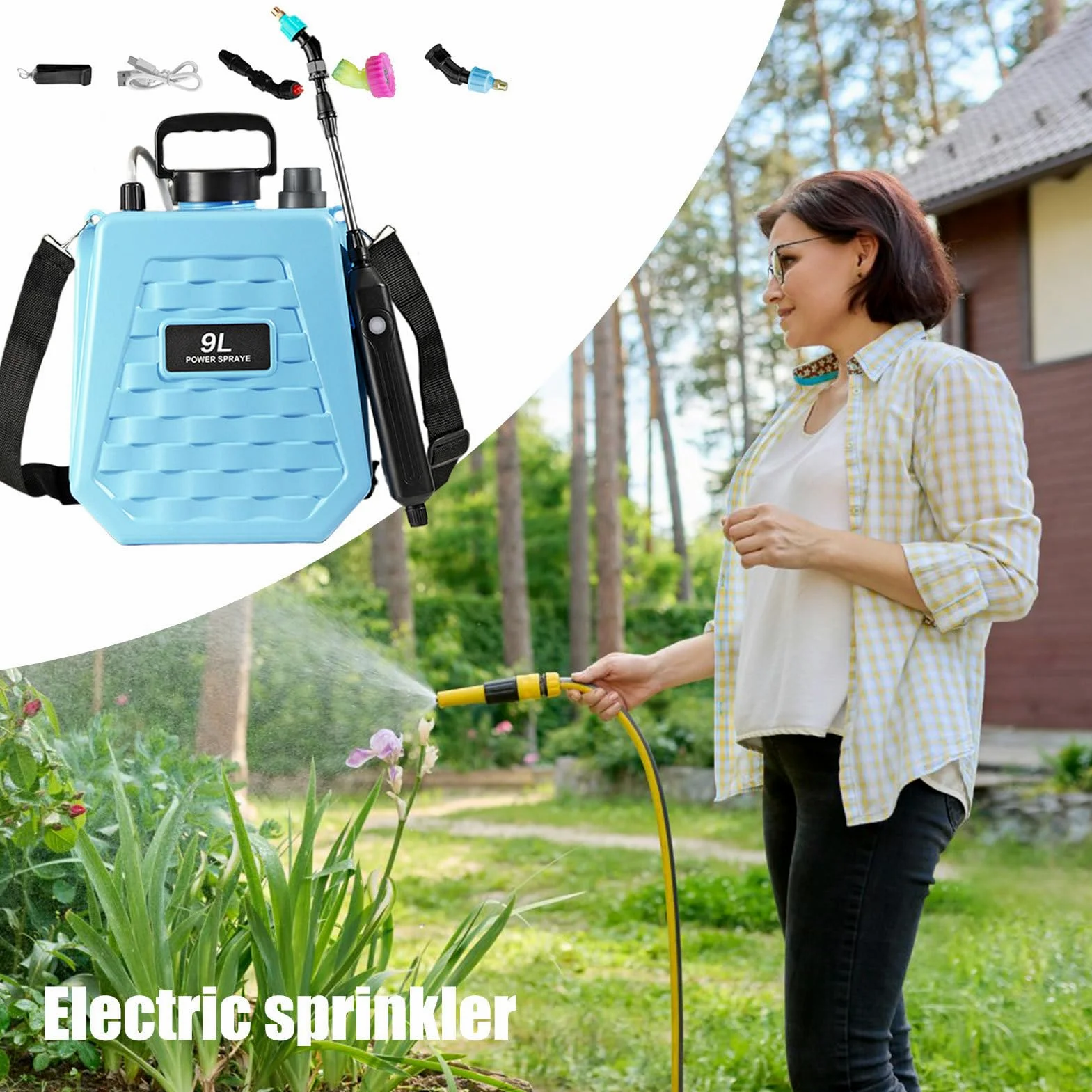 Pulvérisateur De Jardin Alimenté par Batterie À Dos Rechargeable | Pulvérisateur À Batterie Avec Sangle D'Épaule Réglable Pour Maison Extérieur Agriculture Jardin Cour Pelouse et Ferme