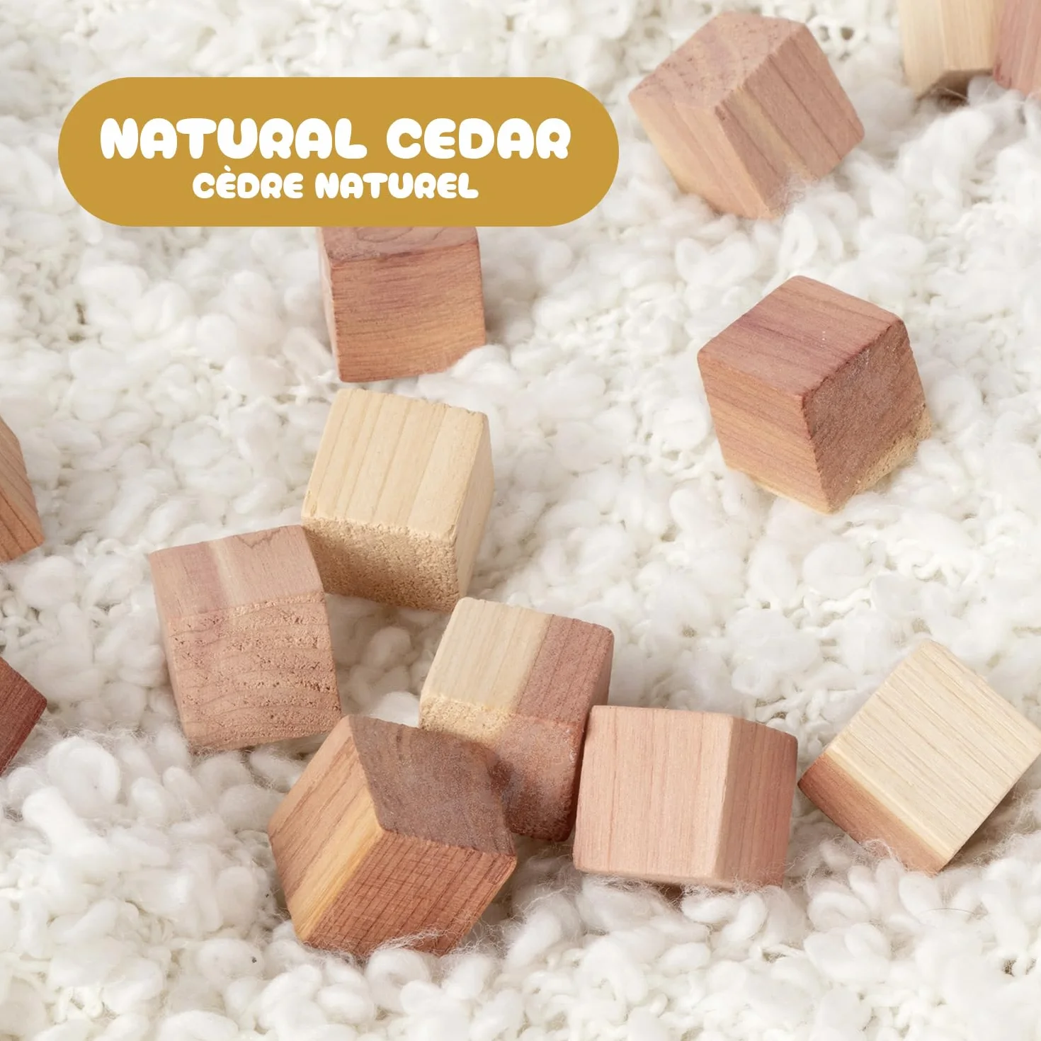 Lot 16 x Cubes antimites en cèdre Naturel, 2 x 2 x H 2 cm