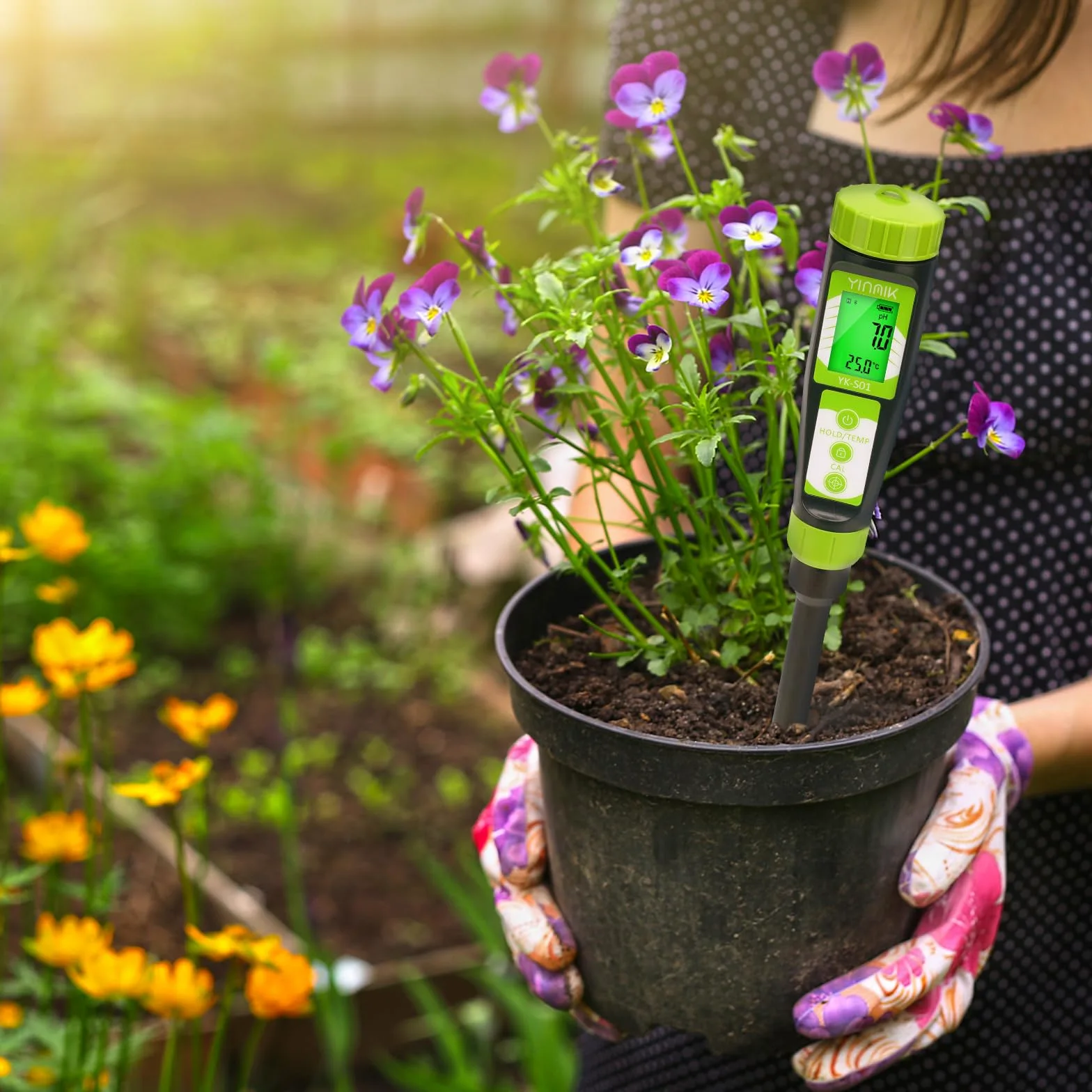 YINMIK Testeur de pH du Sol pour Jardiniers avec Sonde Supplémentaire | pH-Mètre Numérique pour Terre de Jardin, Mesure du pH de la Solution de Terreau, pH Mètre pour Sol, Hydroponie, Plante