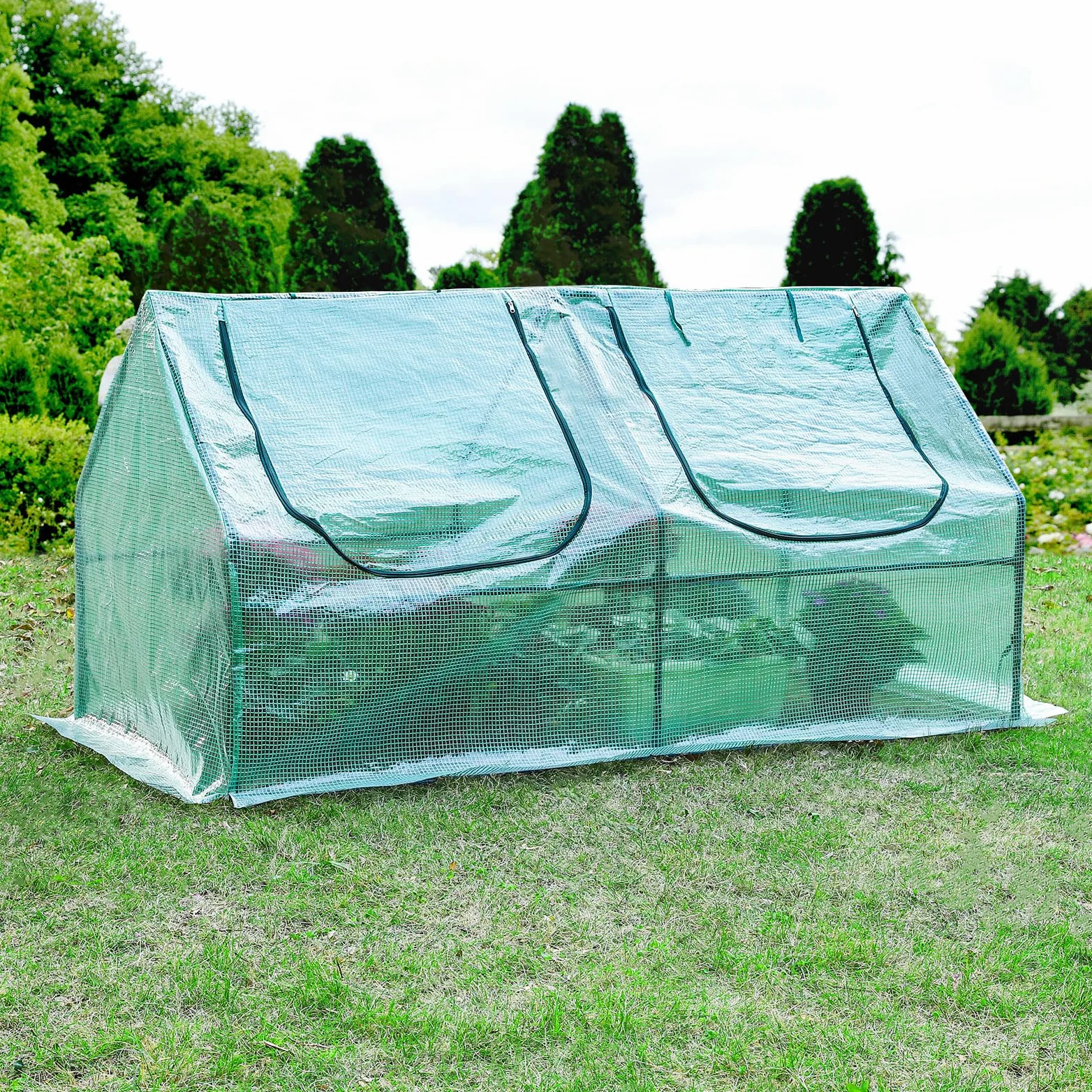Yorbay Serre de Jardin Tunnel Mini Serre à Tomates Plastique PE Tente abri Petite Serre de Terrasse Balcon, Solide, Verte 180 x 90 x 90 cm