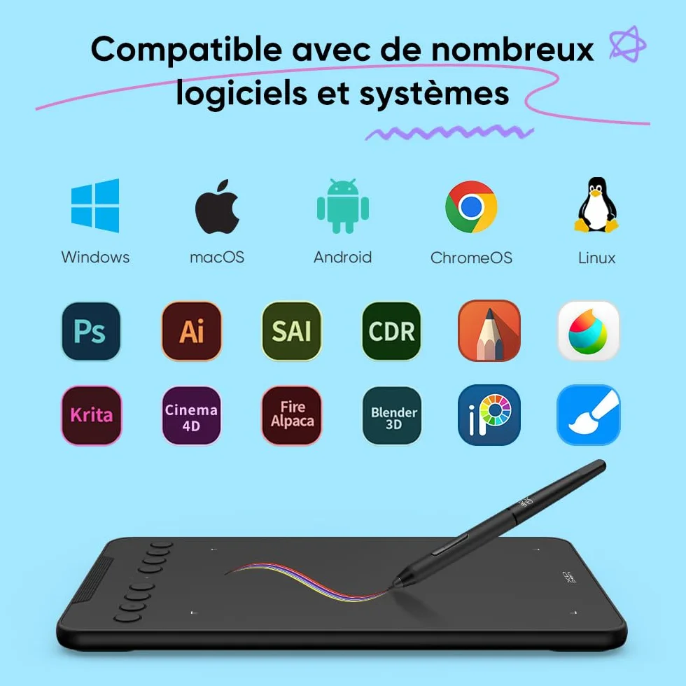 XPPen Deco Mini7W v2 Tablette Graphique Bluetooth 5.0 7 Pouces 16K Niveaux de Pression