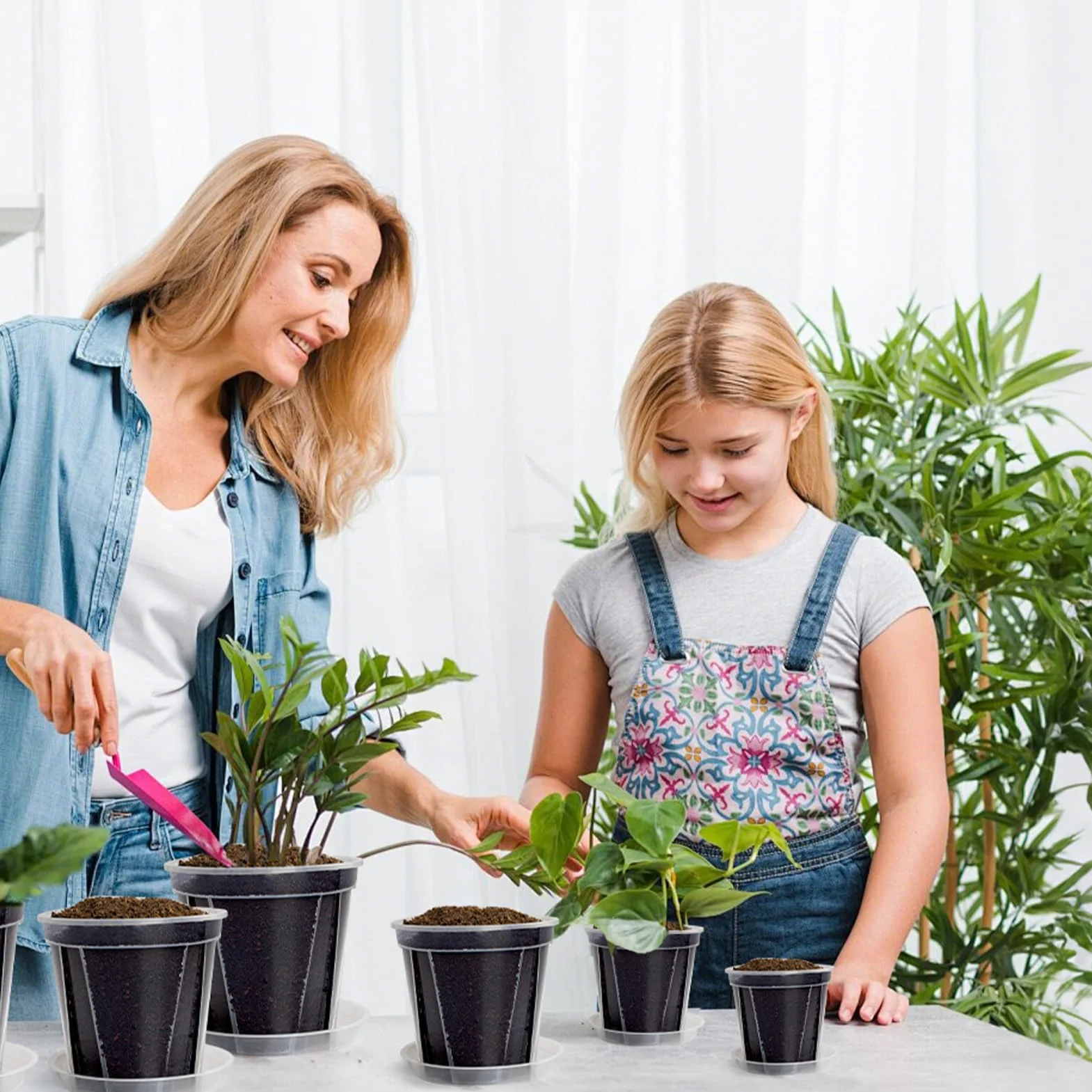 Pots Transparents avec Trou de Drainage, 10-16 cm, Renforcés avec Soucoupe, Pack Variété Plastique pour Semis