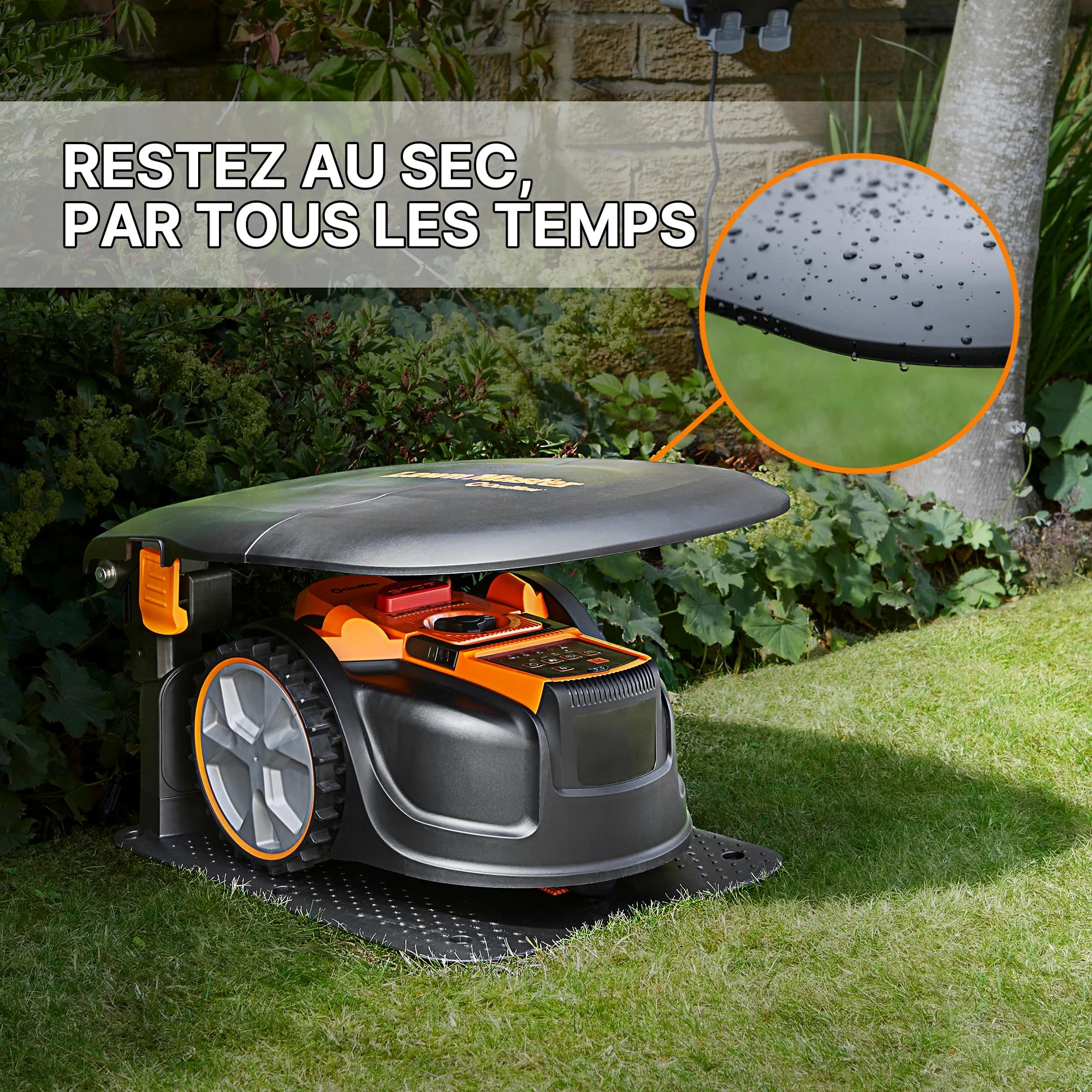 LawnMaster Garage pour Tondeuse Robot 952839 - Toit résistant aux intempéries sans Perte de Signal, Protection fiable Contre Le Soleil et la Pluie, Compatible avec la série Lawnmaster AMB16