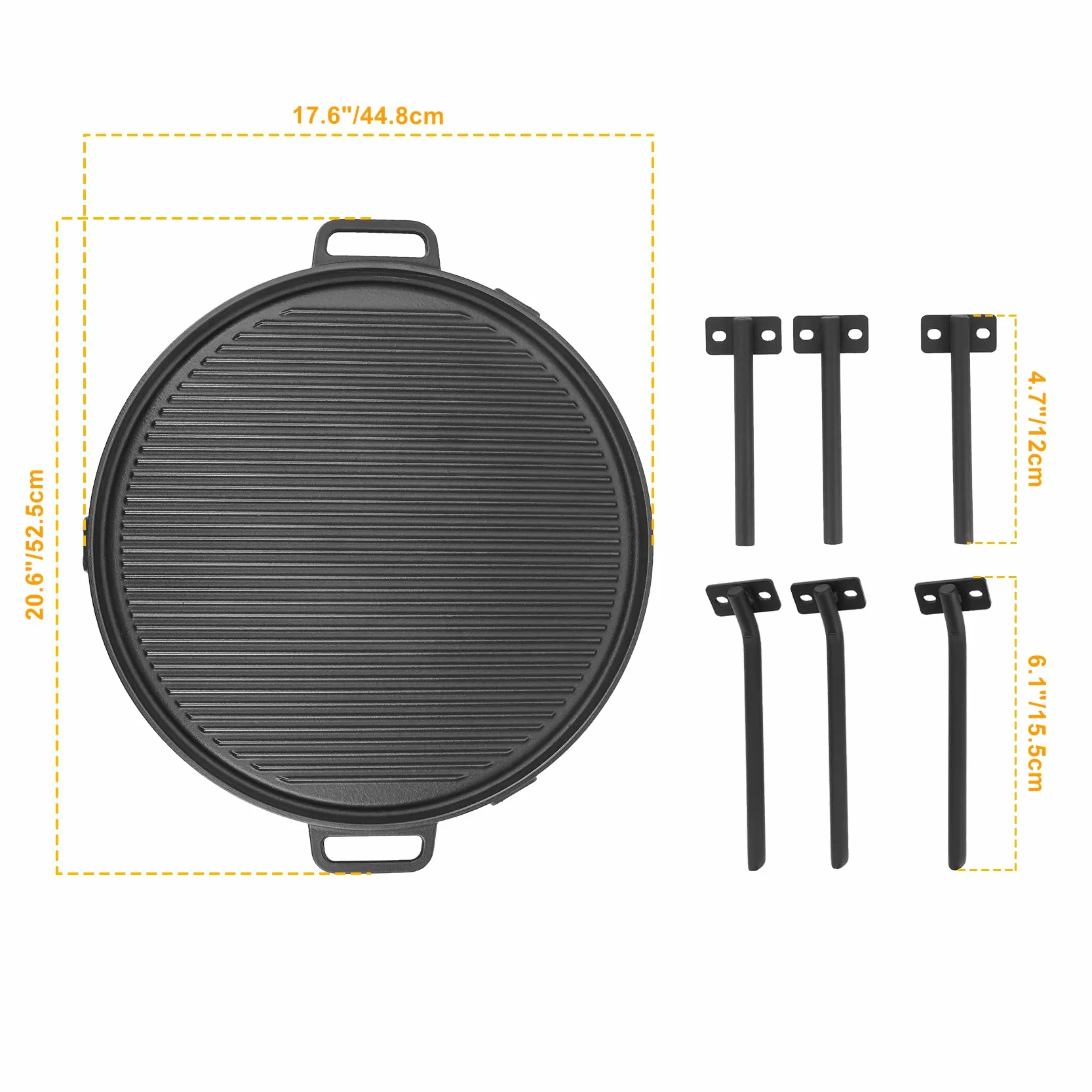 onlyfire Plaque de Cuisson Réversible en Fonte pour Solo Stove Bonfire, Yukon, Summit 19.5-27 pouces, 49.5-68.9 cm