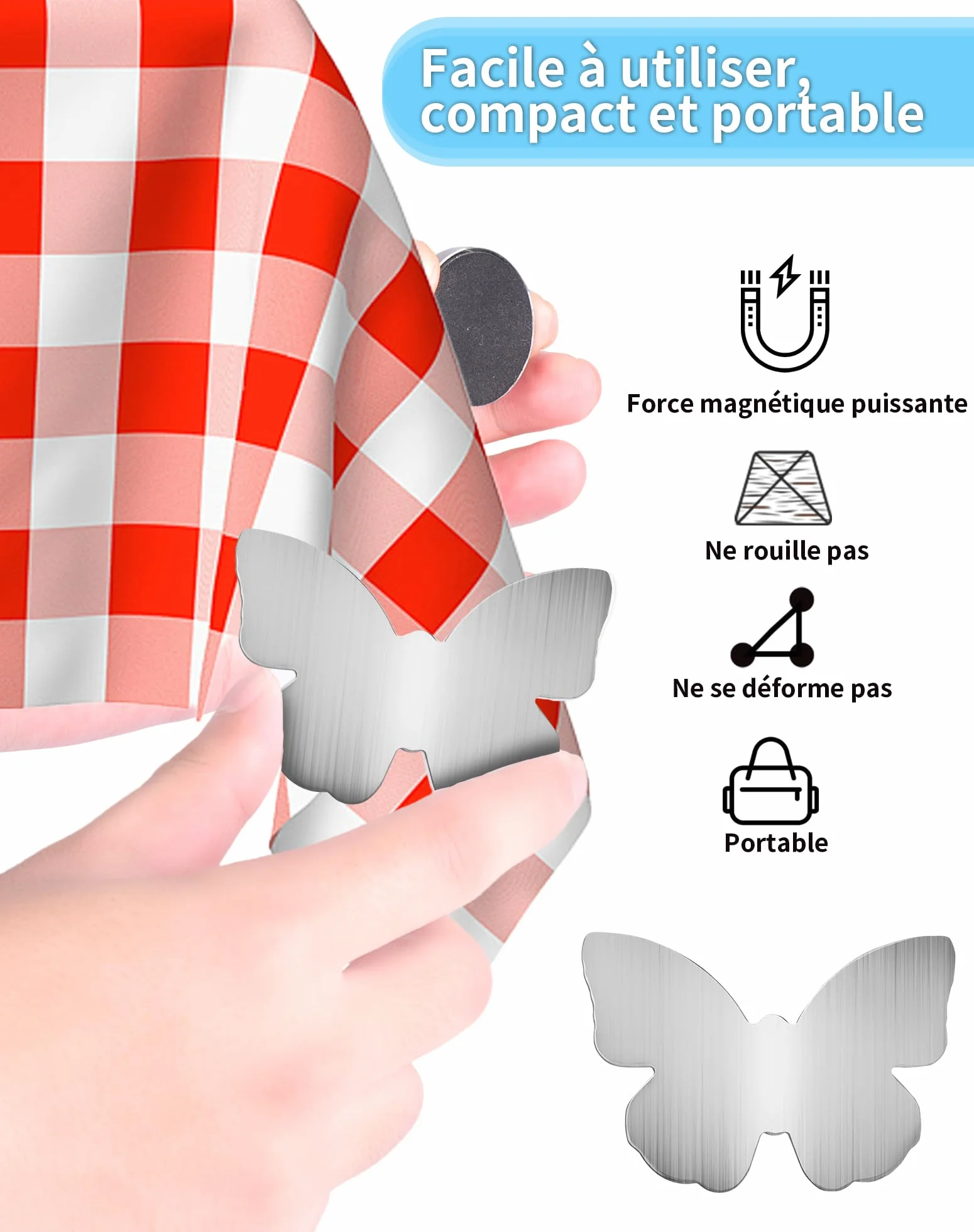 Poids de Nappe Magnétique Acier Inoxydable 53g 8 Pièces Exterieur