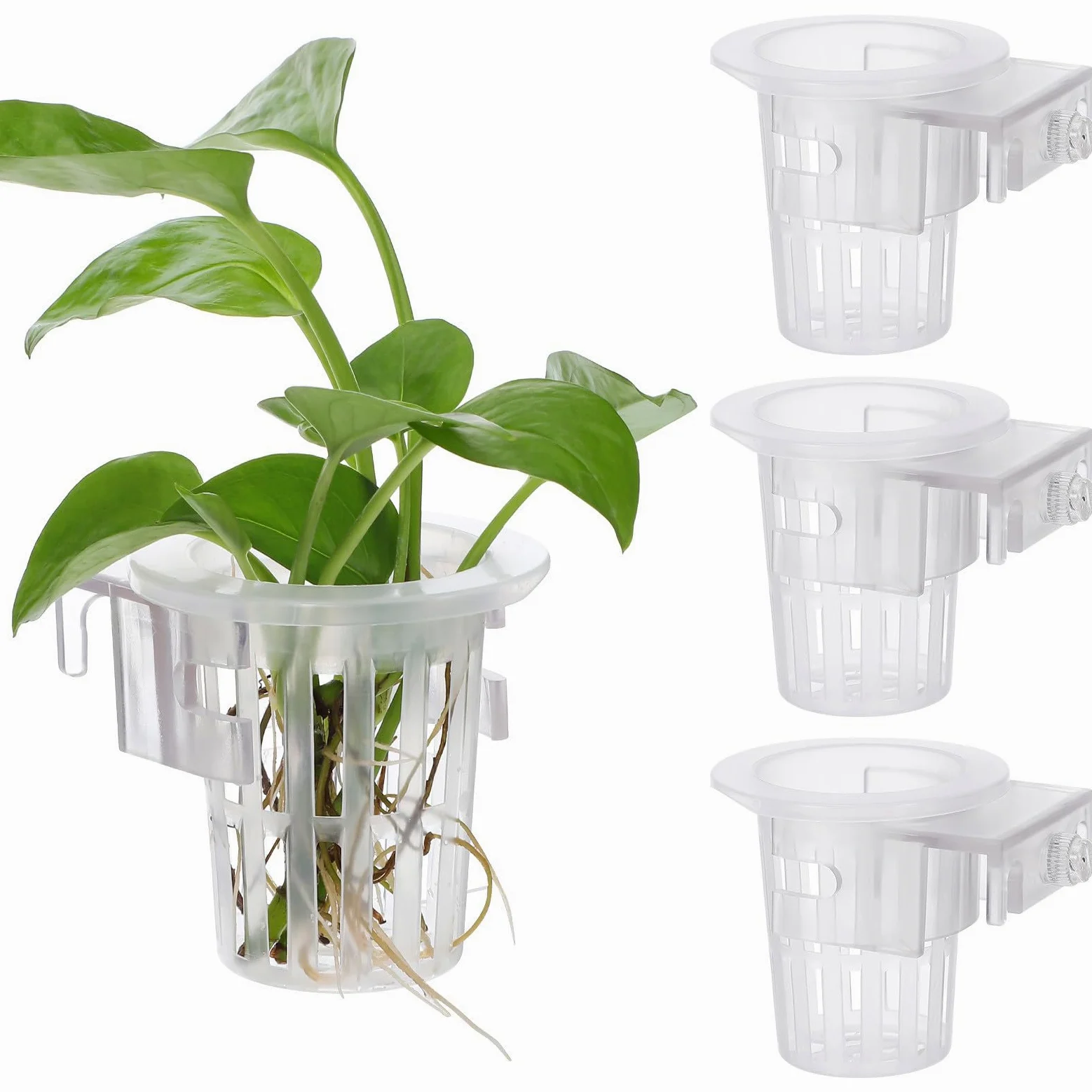 SUPVOX Lot de 4 supports de plantes à suspendre pour aquarium avec ventouses – Paniers de plantes pour aquarium et décoration d'aquarium