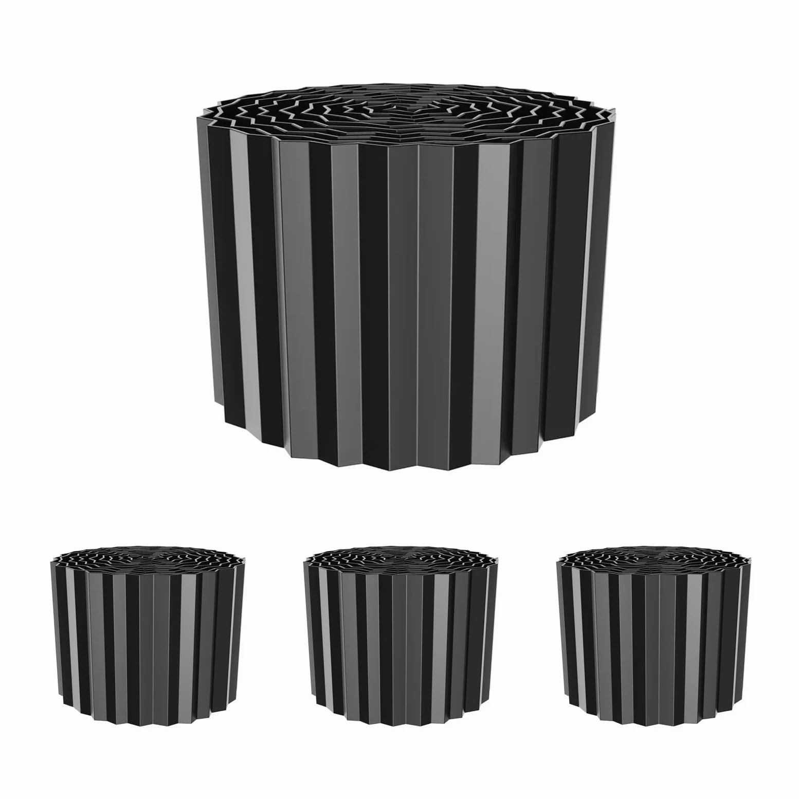 Lot de 4 Bordures de Jardin Métal Ondulé 6m×20cm, Acier Galvanisé Antirouille Flexible, Bordure Paysagère pour Parterres Pelouses Allées