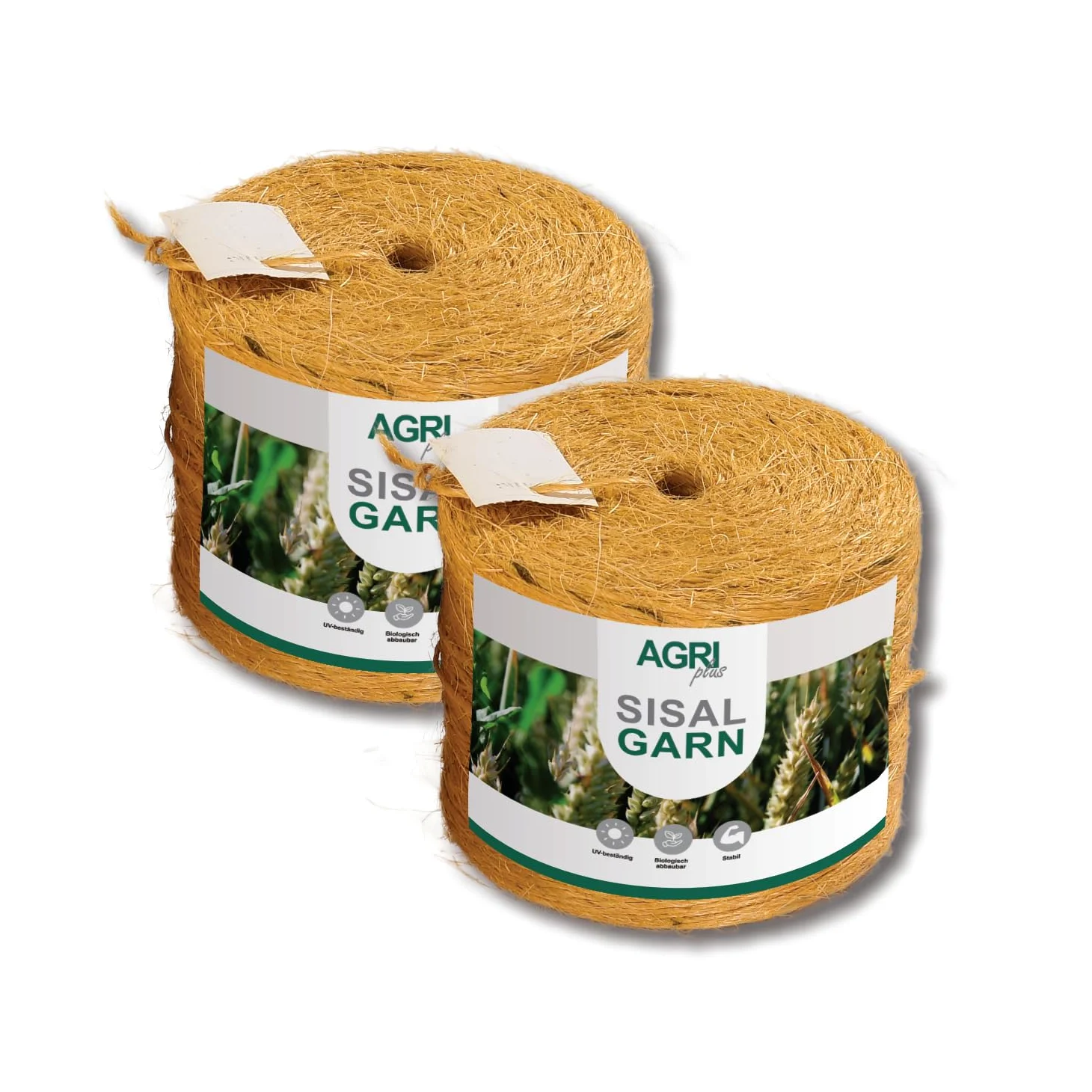 AGRI plus Lot de 2 fils à nouer en sisal écologique de 2700 m - Fil de récolte - Épaisseur : 150 m/kg - Résistant aux intempéries - Cordon de serrage