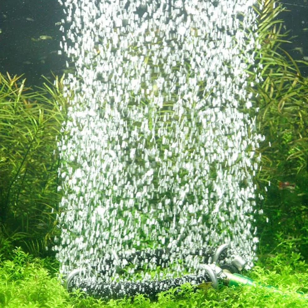Diffuseur d'air pour bassin en acier inoxydable lesté Aérateur hydroponique KoiPond Tri Ring – Améliore la santé des poissons et des plantes (5 boucles/Ø 55 cm)