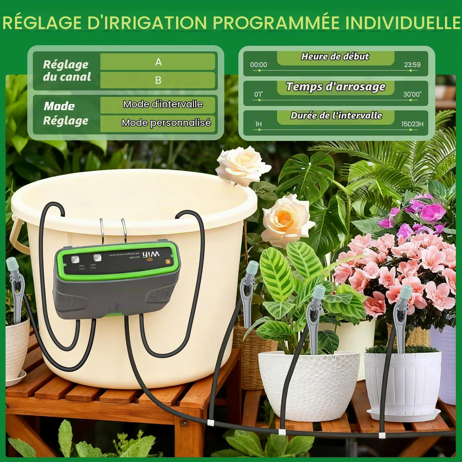 Wifi Système D'Irrigation Automatique,Pour 20 Plantes En Pot | Avec Double Pompe,Contrôle Par App,Arrosage Automatique ,Système D'Arrosage Automatique Pour Plantes Interieur,Balcon